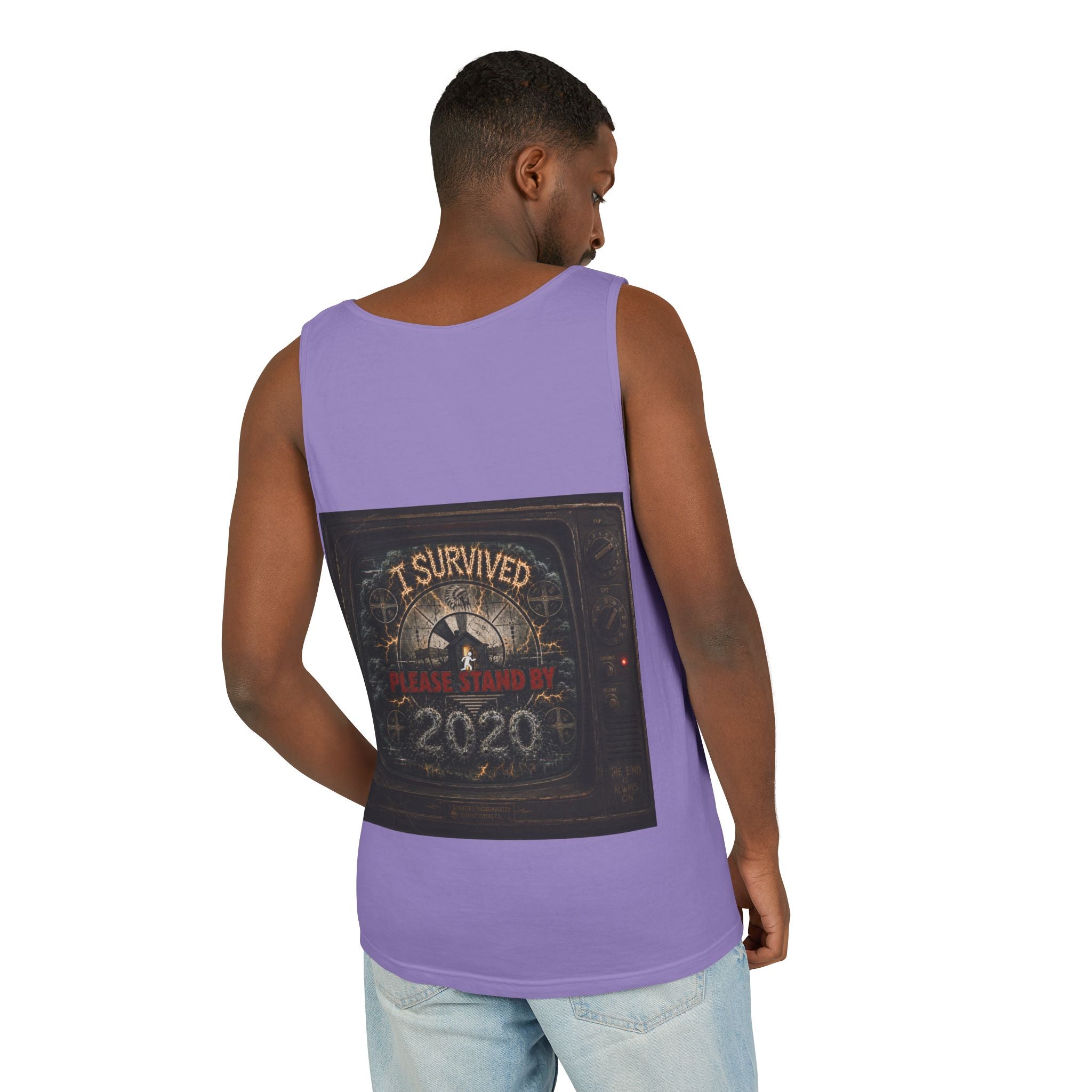 I Survived 2020 — "Please Stand By" Test Pattern Tee Summer Premier  Unisex Garment-Dyed Tank Top
