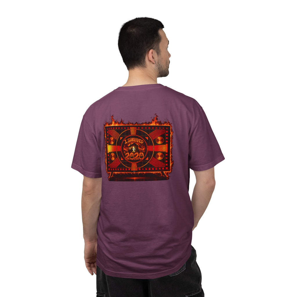 I Survived 2020 — "Please Stand By" Test Pattern Tee Wildfire Signal Edition Summer Premiere Unisex Garment-Dyed T-shirt