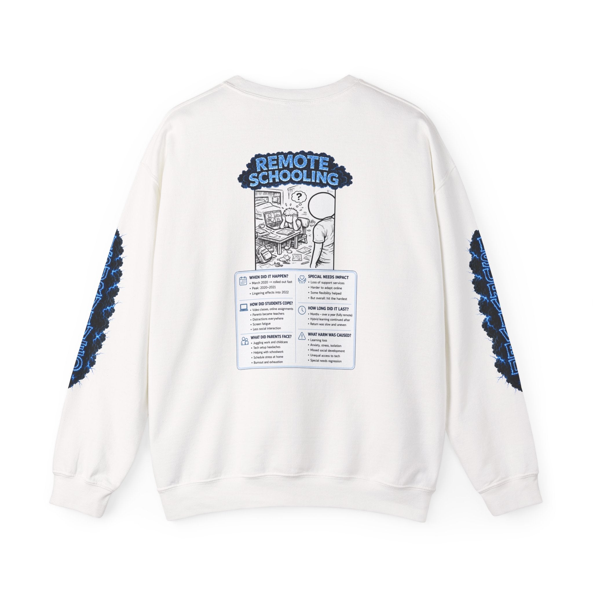 I Survived 2020 — LOCKDOWN S3:E3: Director's Cut Special Edition "Remote Schooling" Unisex Heavy Blend™ Crewneck Sweatshirt