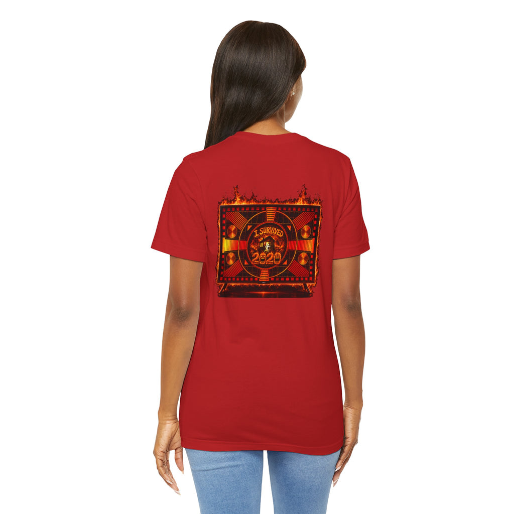 I Survived 2020 — "Please Stand By" Test Pattern Tee Wildfire Signal Edition Summer Premiere Unisex Jersey Short Sleeve Tee
