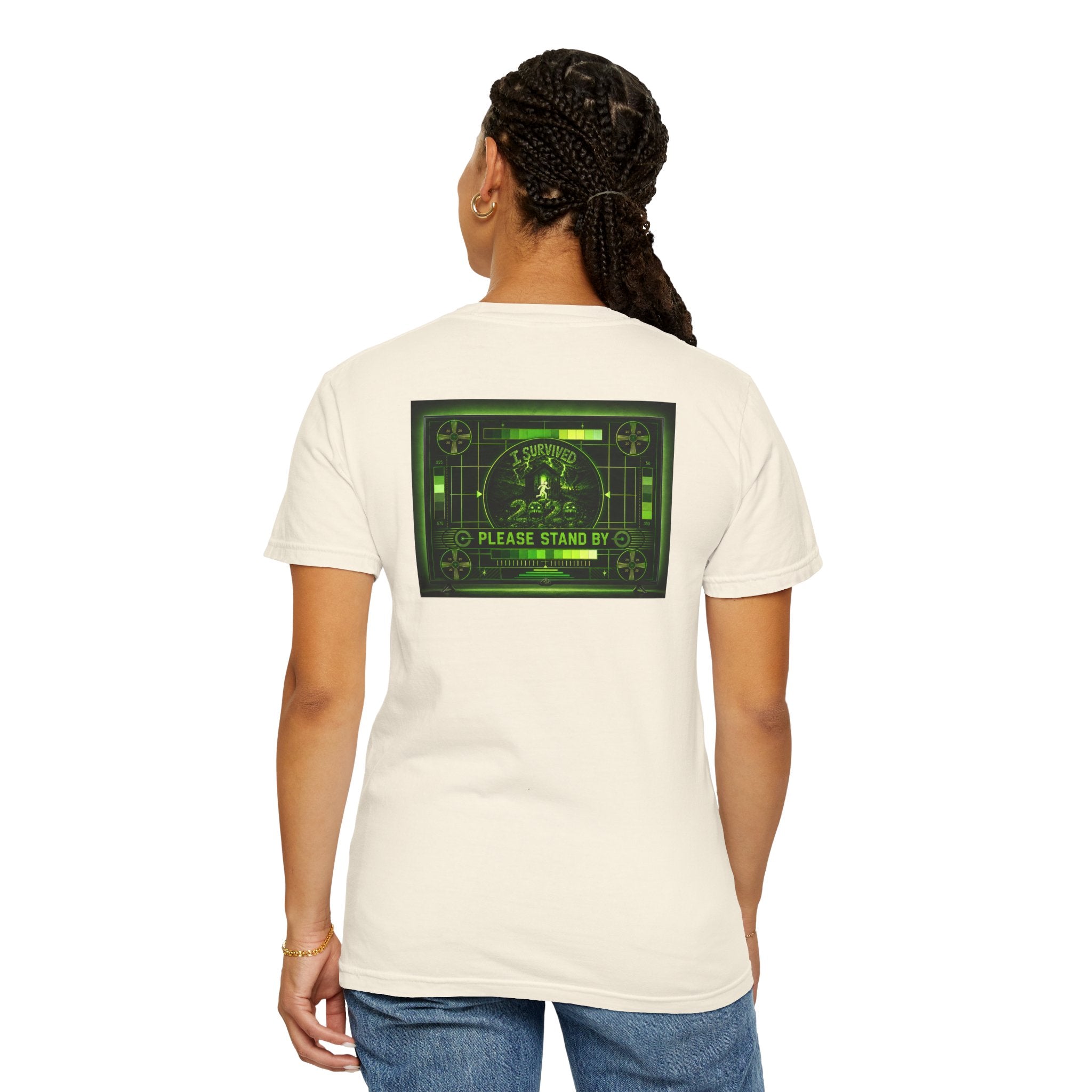 I Survived 2020 — "Please Stand By" Test Pattern Toxic Signal Tee Summer Premiere Unisex Garment-Dyed T-shirt