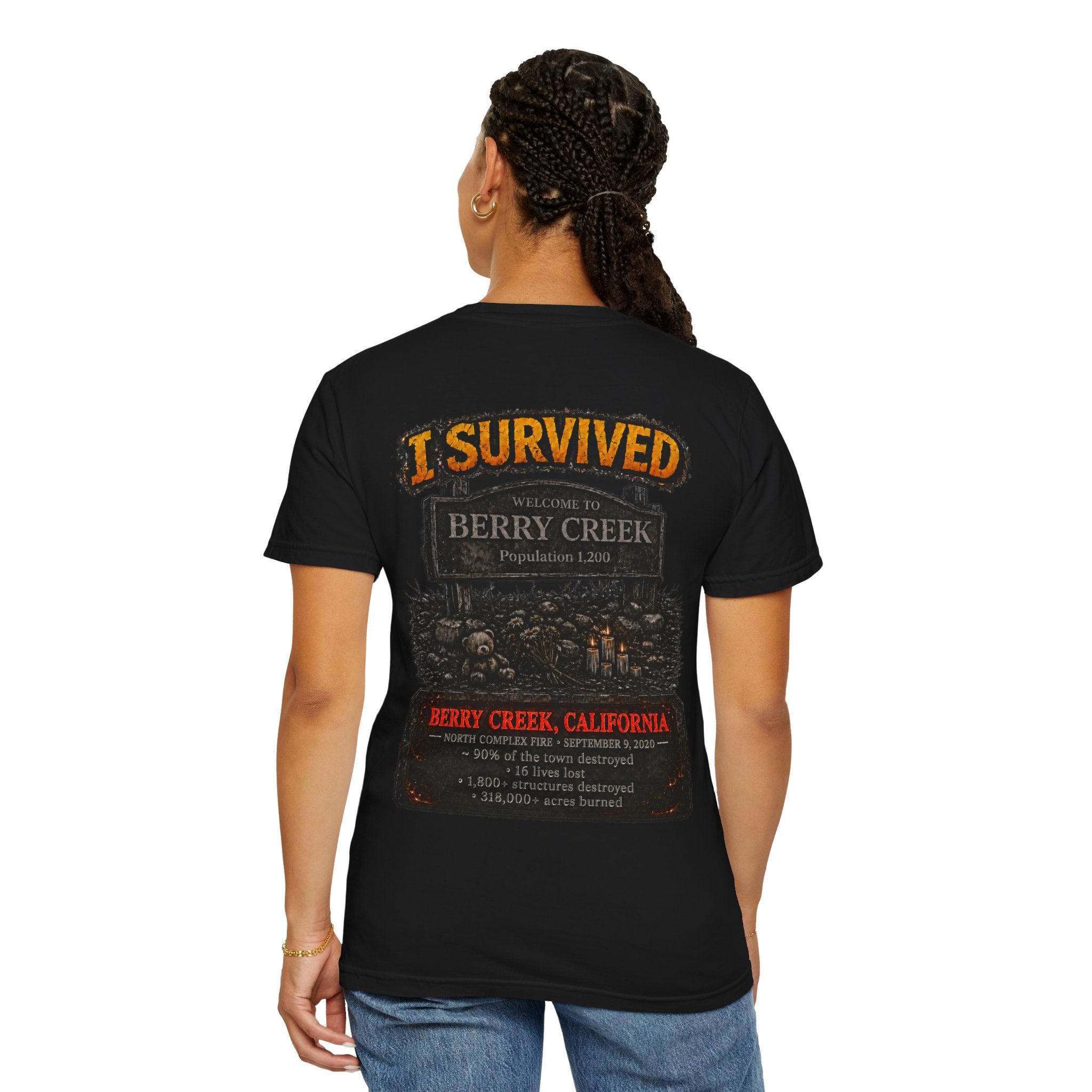 I Survived 2020 — Director's Cut S2:E1 "Berry Creek" | Wildfire Edition Memorial Unisex Garment-Dyed T-shirt