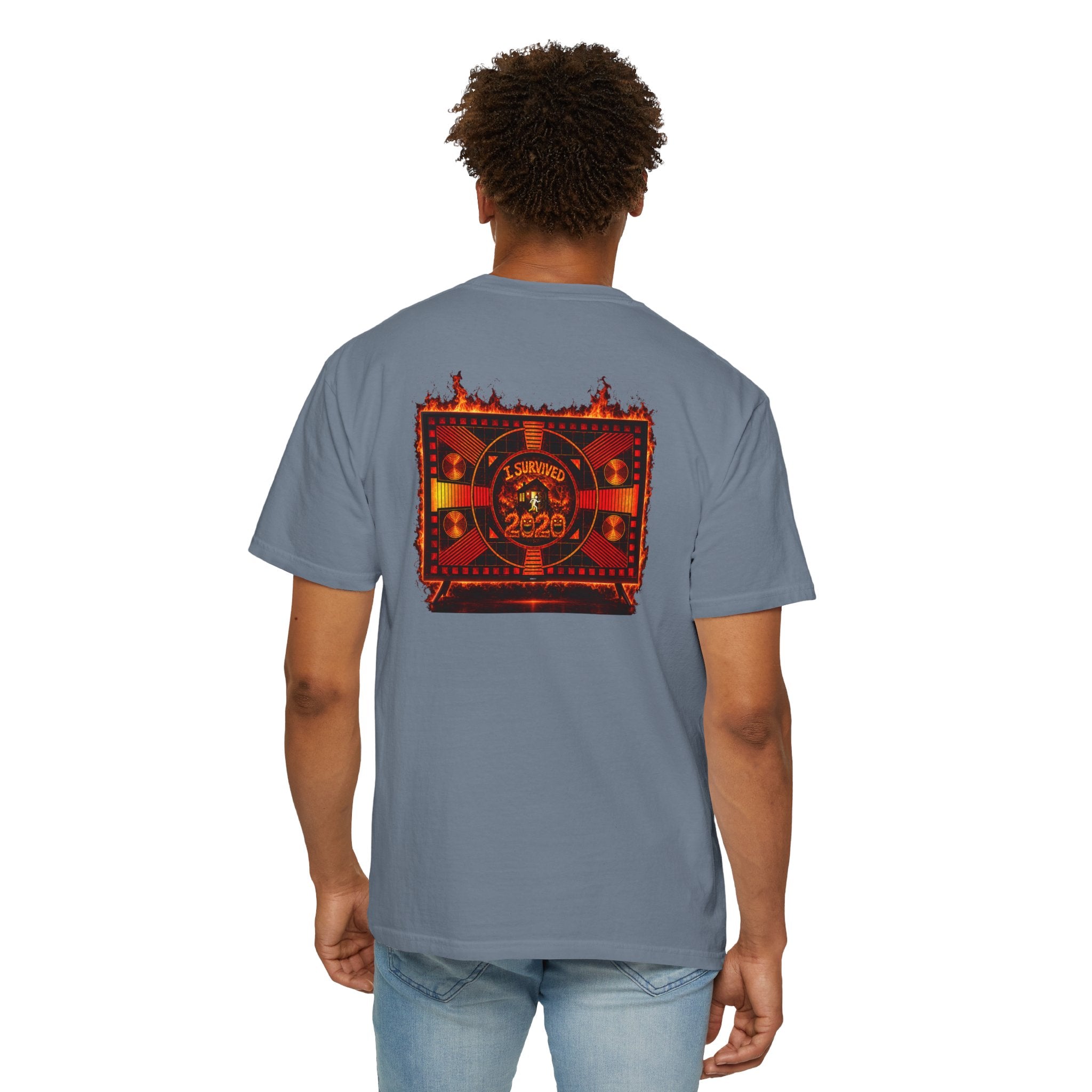 I Survived 2020 — "Please Stand By" Test Pattern Tee Wildfire Signal Edition Summer Premiere Unisex Garment-Dyed T-shirt