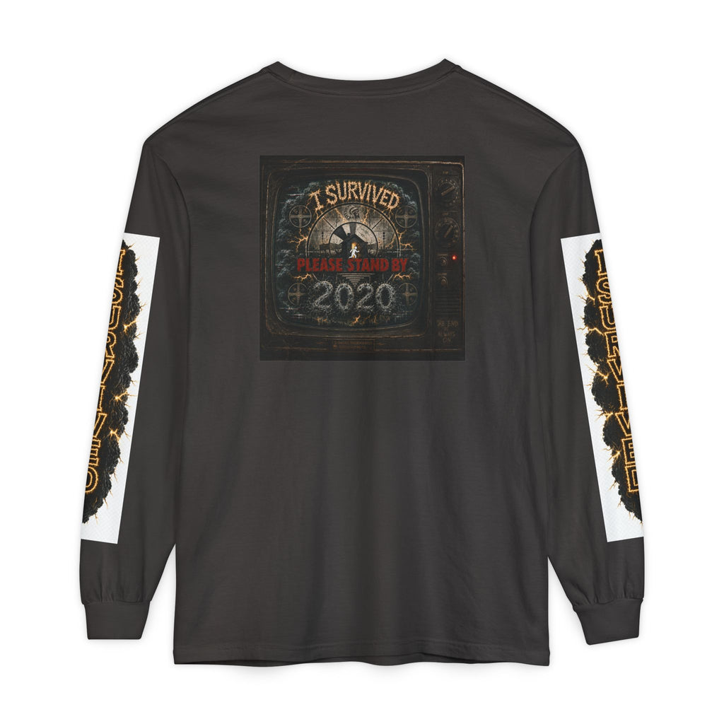 I Survived 2020 — "Please Stand By" Test Pattern Tee Special Edition Summer Premier Unisex Garment-Dyed Long Sleeve T-Shirt