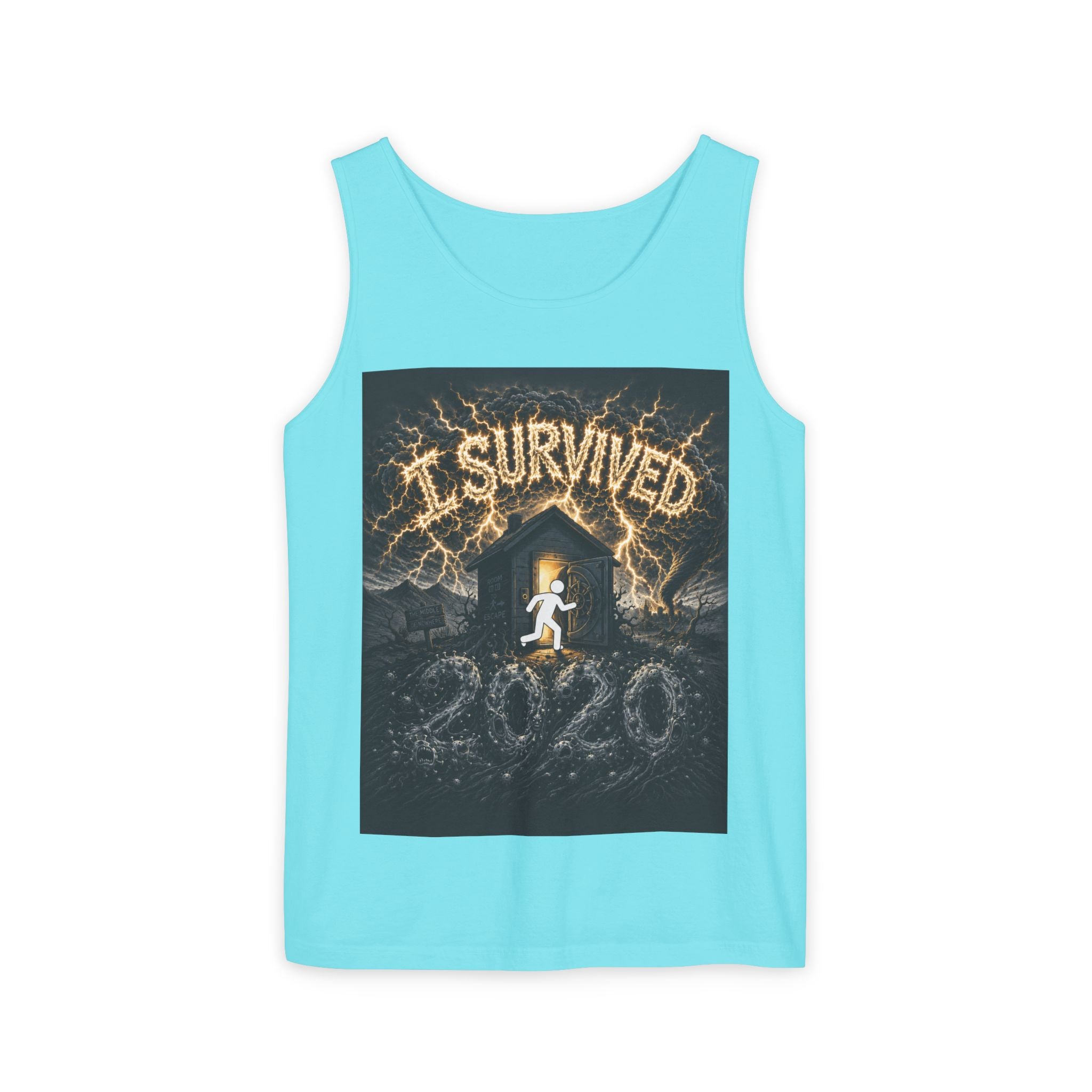 I Survived 2020 — Original Design Teaser Tee | Season 1 Premiere Drop Unisex Garment-Dyed Tank Top