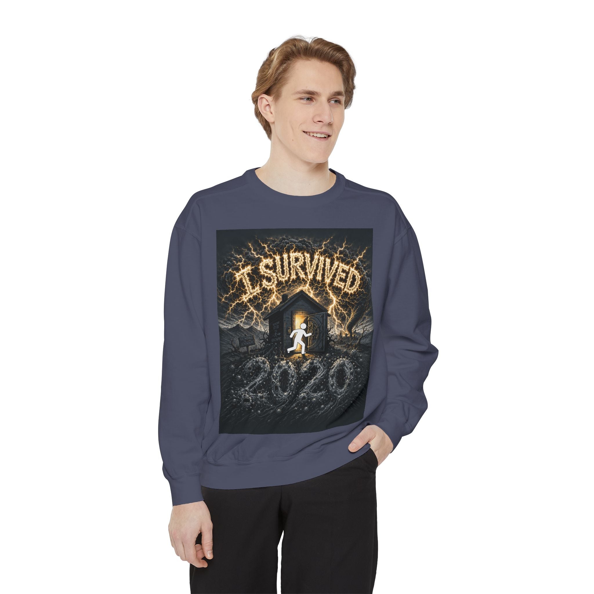 I Survived 2020 — Original Design Teaser Sweatshirt | Season 1 Premiere Drop Unisex Garment-Dyed Sweatshirt