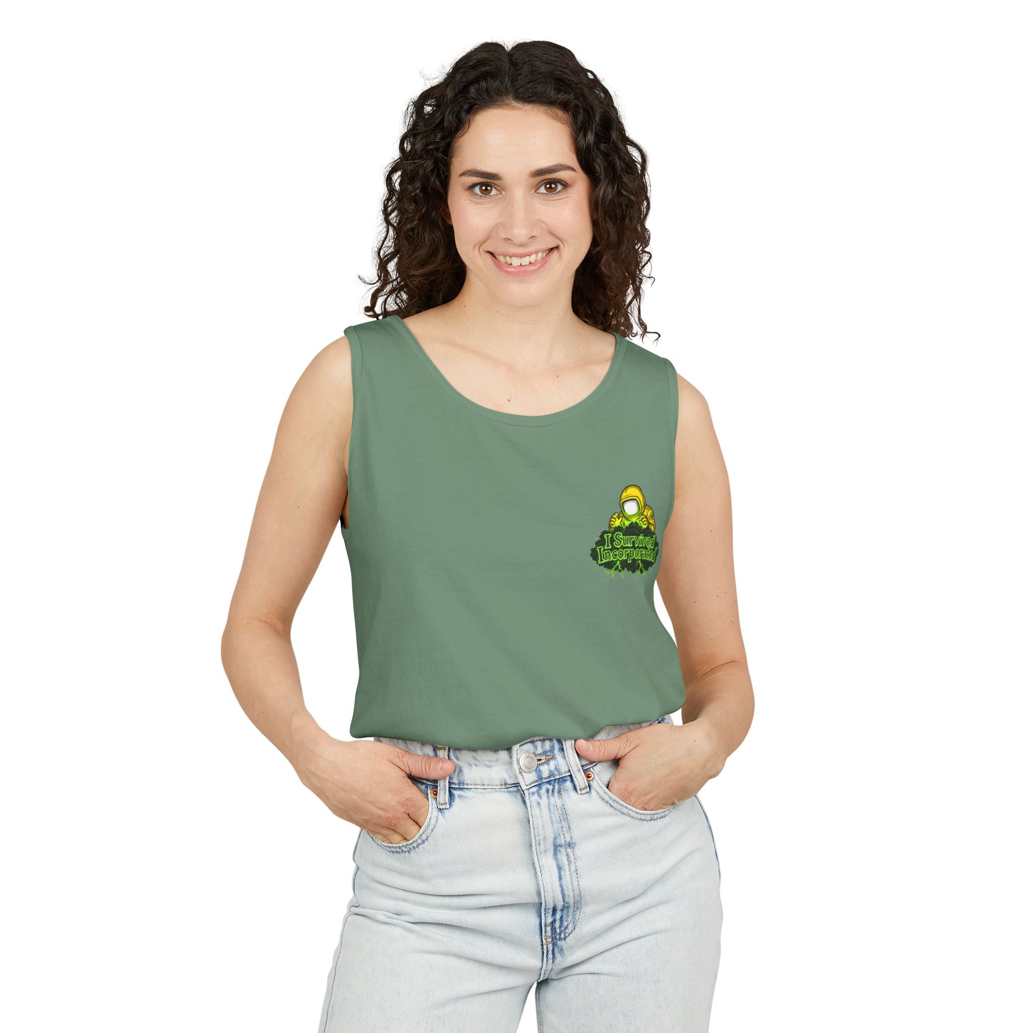I Survived 2020 — "Please Stand By" Test Pattern Toxic Signal Tee Summer Premiere Unisex Garment-Dyed Tank Top