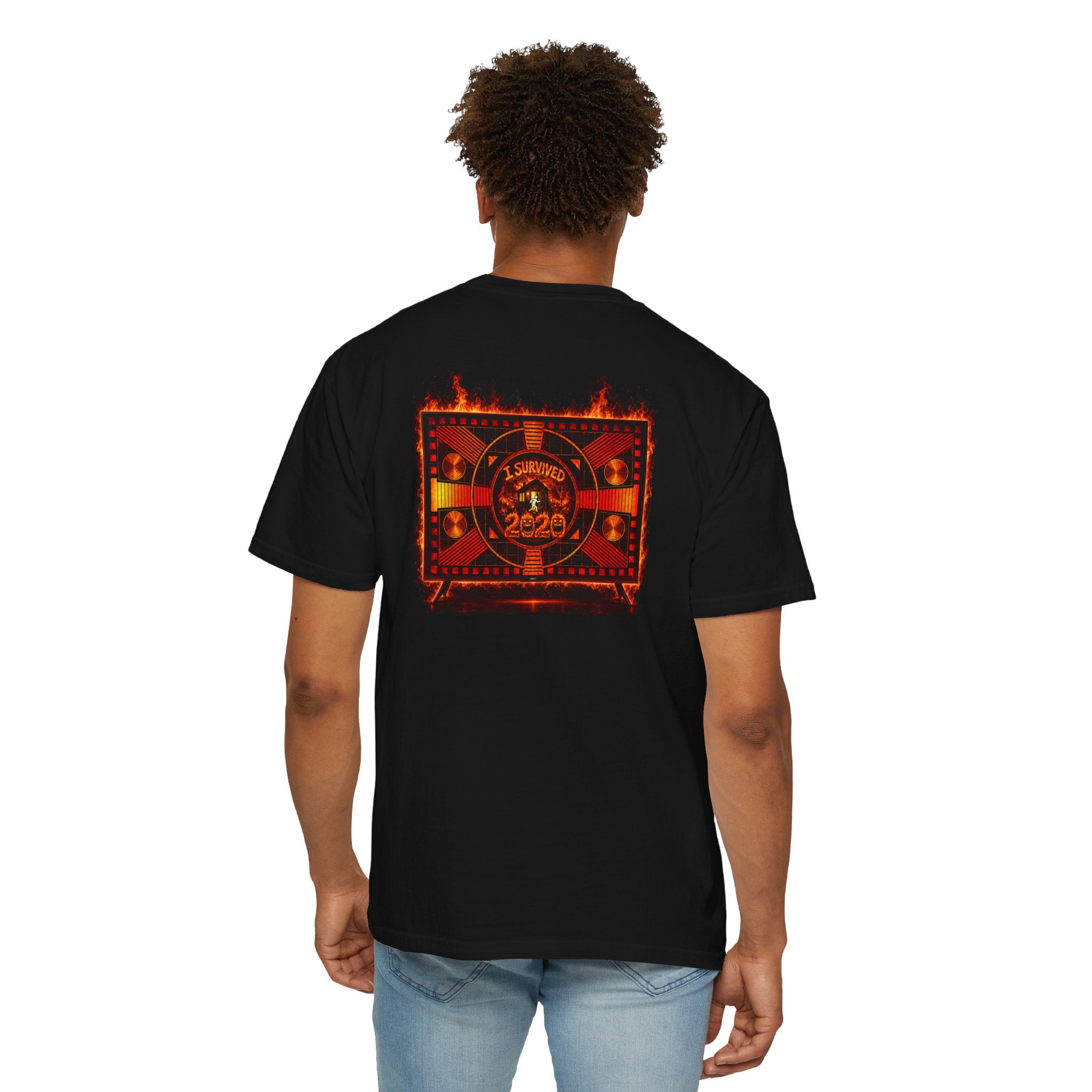 I Survived 2020 — "Please Stand By" Test Pattern Tee Wildfire Signal Edition Summer Premiere Unisex Garment-Dyed T-shirt