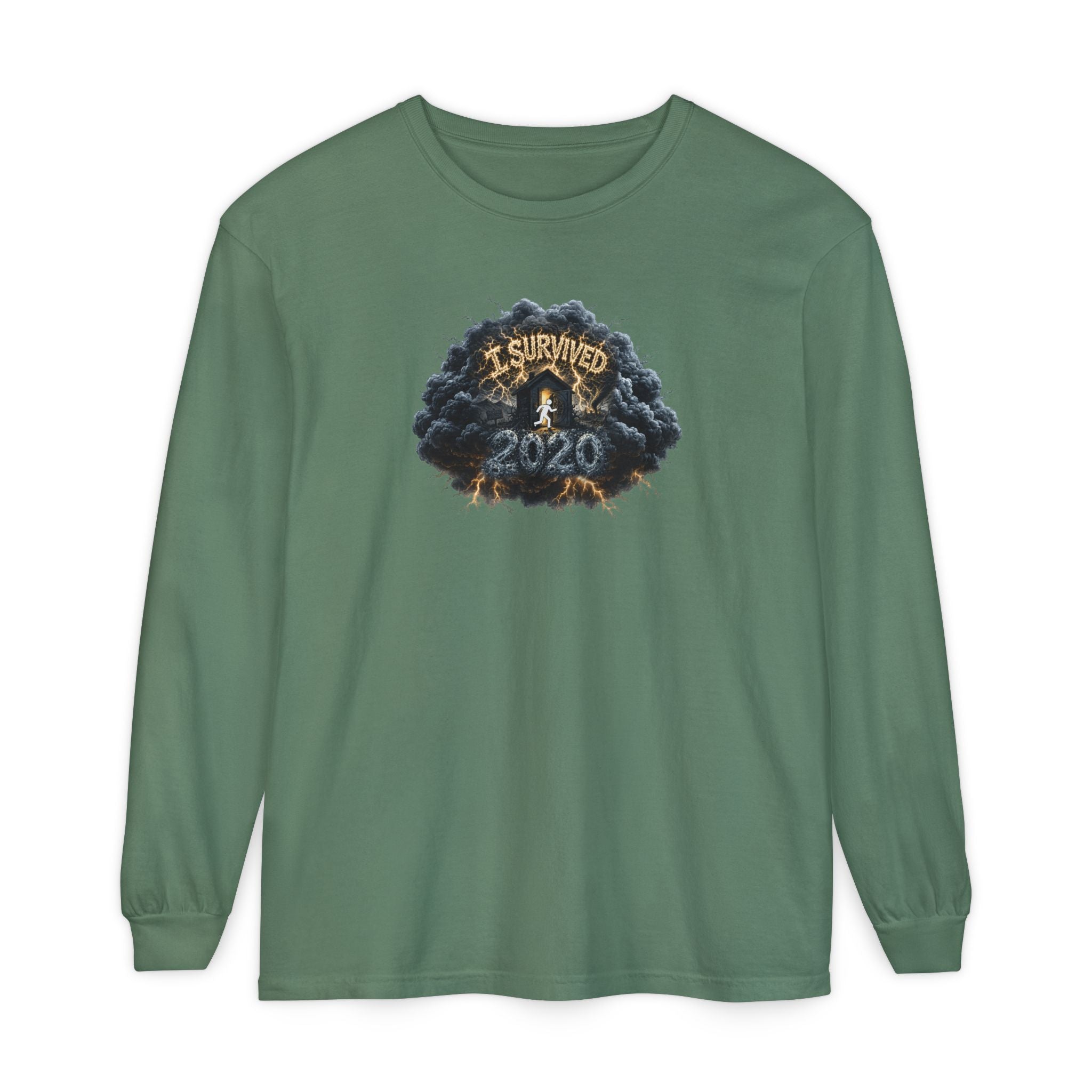 I Survived 2020 — Original PILOT Design: Director's Cut Unisex Garment-Dyed Long Sleeve T-Shirt