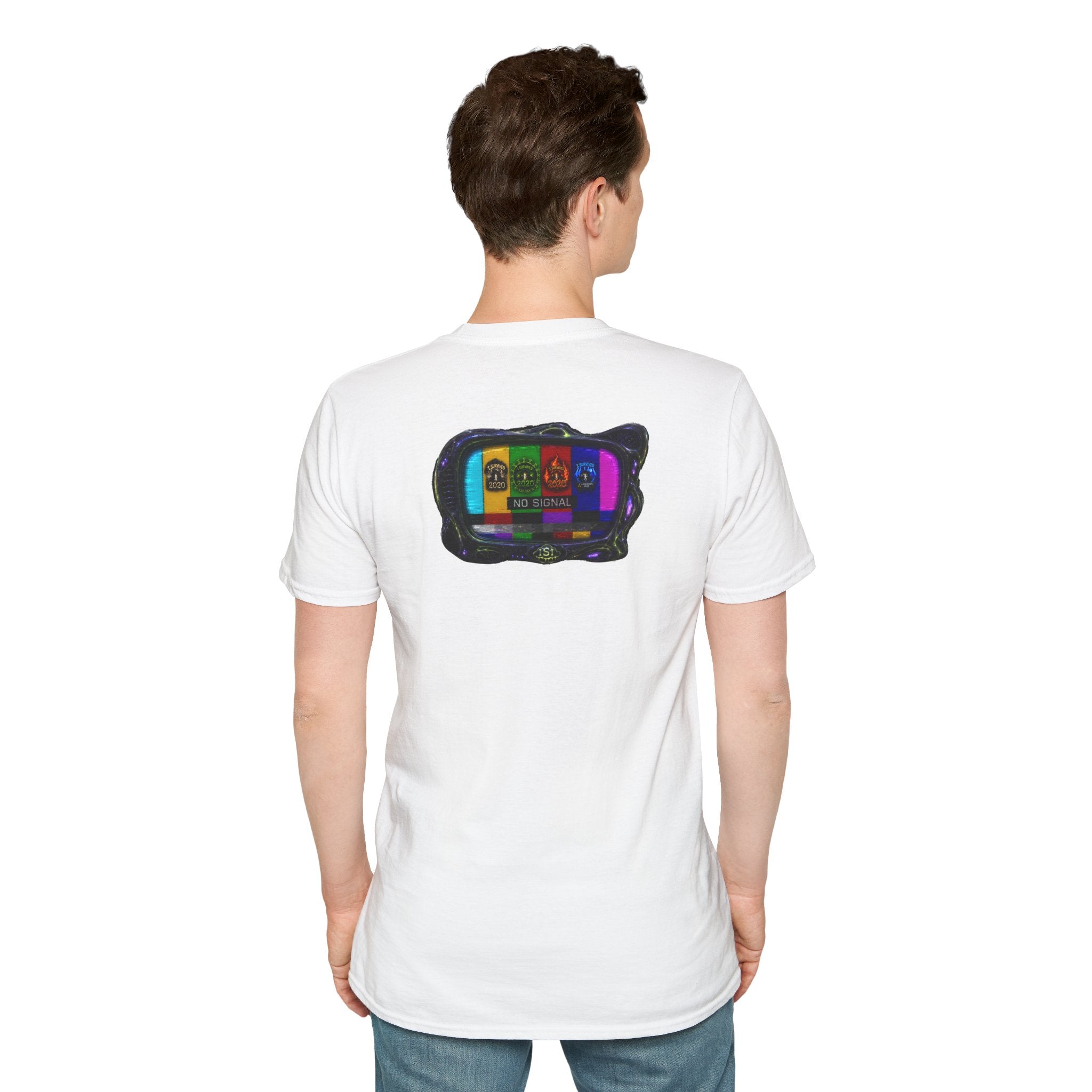 I Survived 2020 — "No Signal" Test Pattern Tee Alien Broadcast Finale Summer Premiere Unisex Softstyle T-Shirt