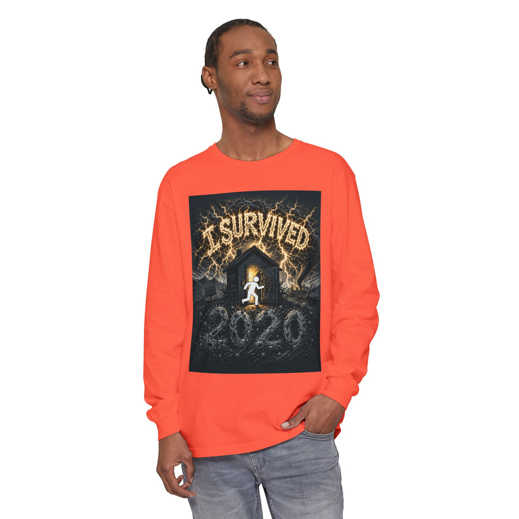 I Survived 2020 — Original Design Teaser Tee | Season 1 Premiere Drop Unisex Garment-dyed Long Sleeve T-Shirt