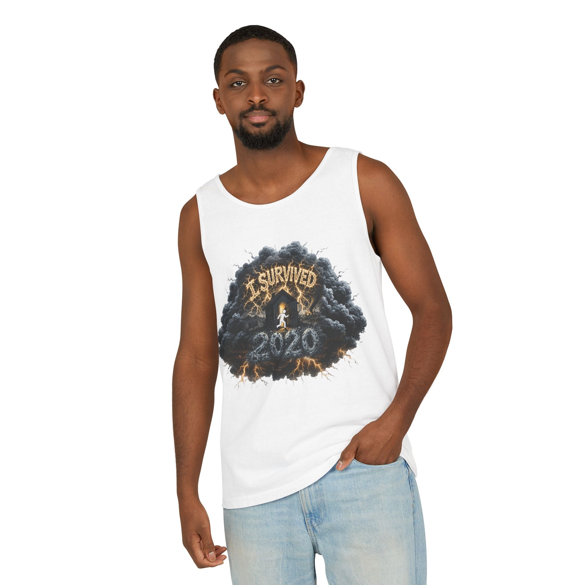 I Survived 2020 — Director's Cut Original Design Teaser Tee | Season 1 Premiere Drop Unisex Garment-Dyed Tank Top