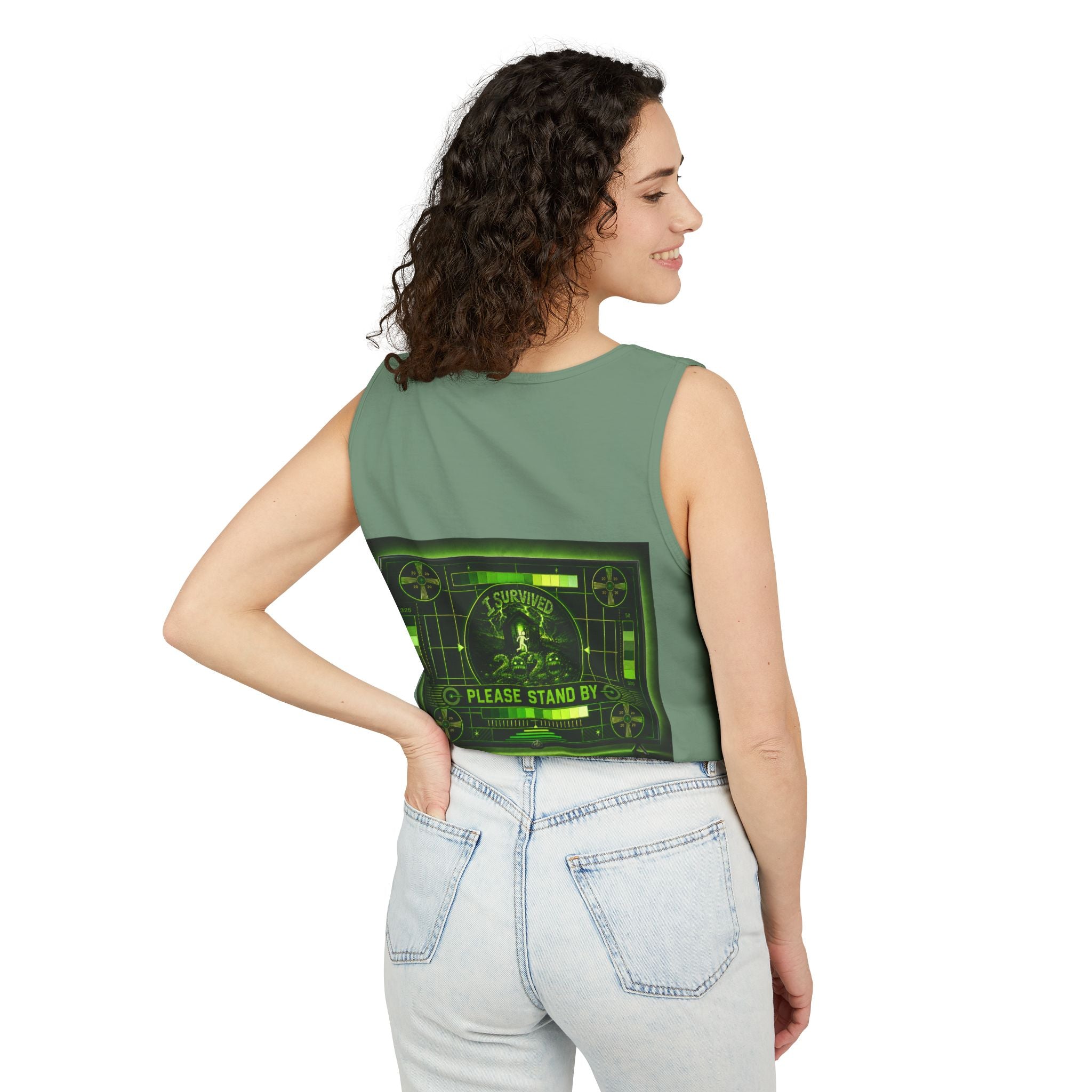 I Survived 2020 — "Please Stand By" Test Pattern Toxic Signal Tee Summer Premiere Unisex Garment-Dyed Tank Top