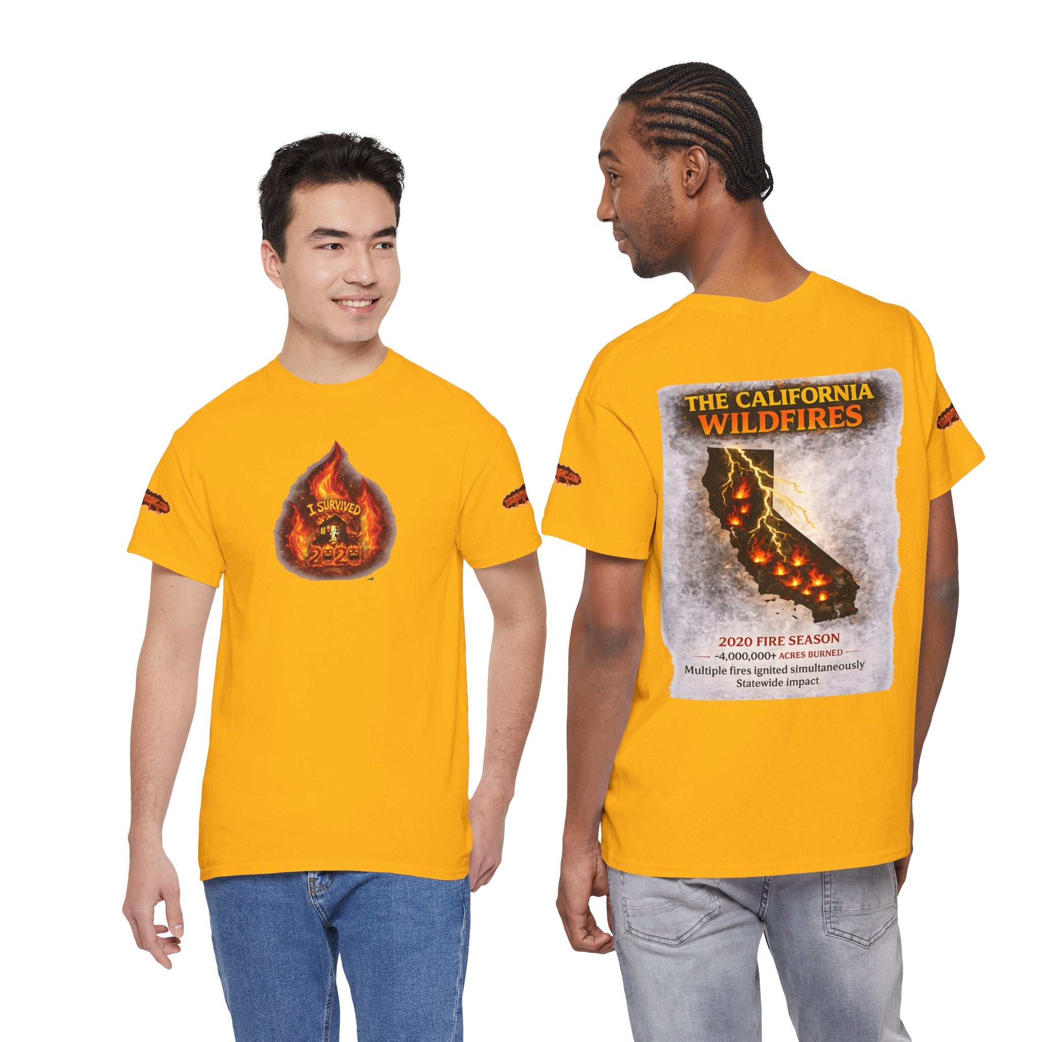 I Survived 2020 — WILDFIRES S2:E3: Director's Cut Special Edition "The California Wildfires" Memorial Unisex Heavy Cotton Tee