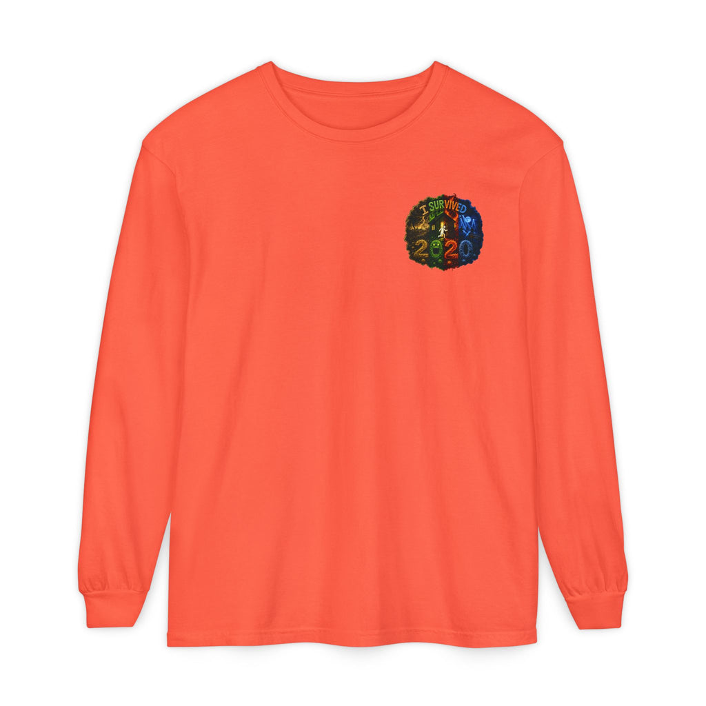 I Survived 2020 — "No Signal" Test Pattern Tee Alien Broadcast Finale Summer Premiere Garment-Dyed Long Sleeve T-Shirt