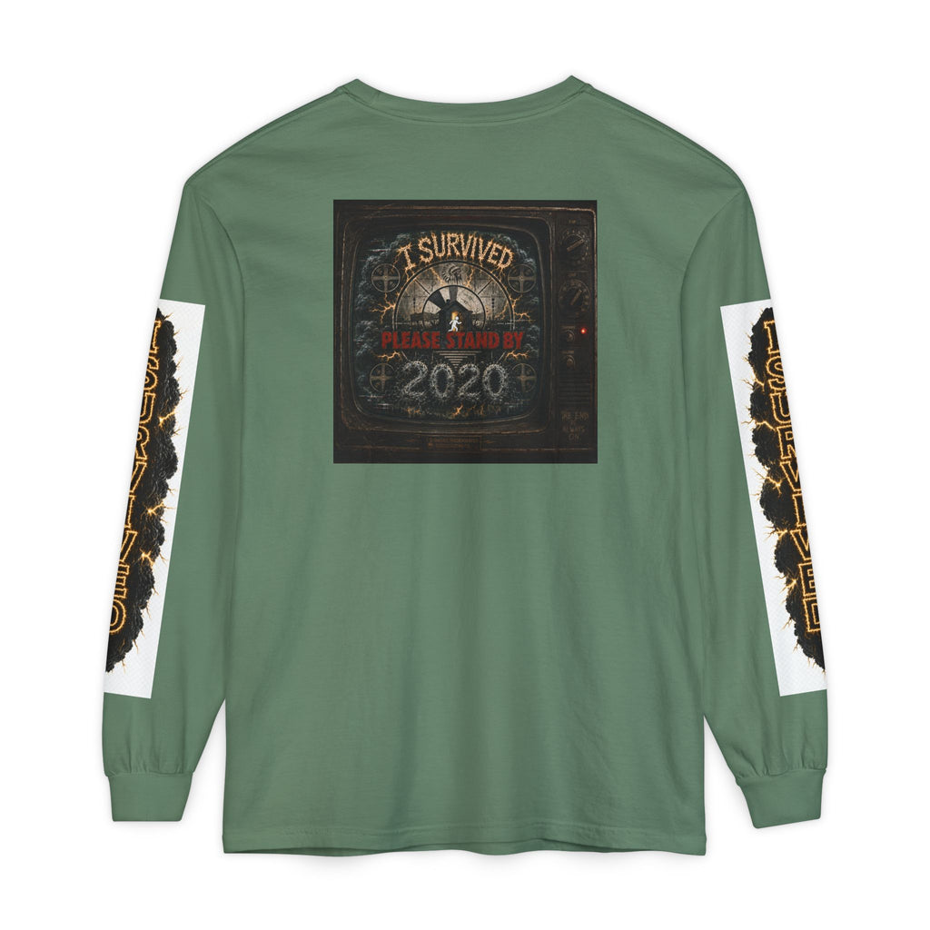 I Survived 2020 — "Please Stand By" Test Pattern Tee Special Edition Summer Premier Unisex Garment-Dyed Long Sleeve T-Shirt