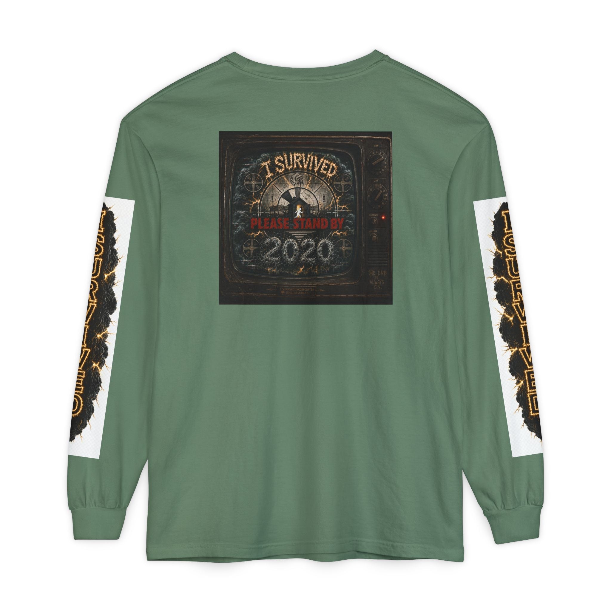 I Survived 2020 — "Please Stand By" Test Pattern Tee Special Edition Summer Premier Unisex Garment-Dyed Long Sleeve T-Shirt