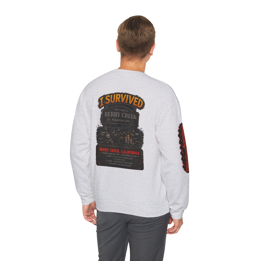 I Survived 2020 — WILDFIRES S2:E1: Director's Cut "Berry Creek" Memorial Unisex Heavy Blend™ Crewneck Sweatshirt