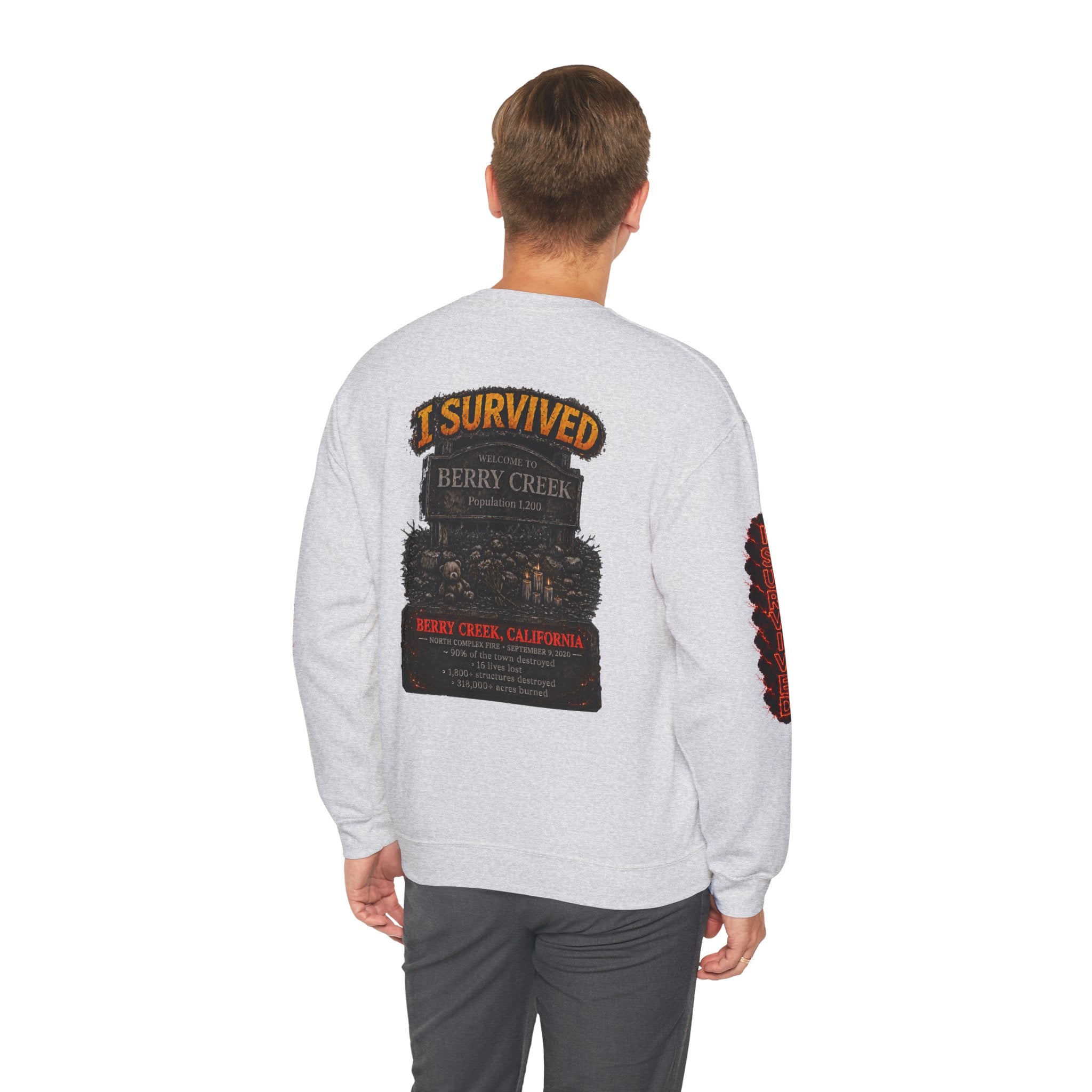 I Survived 2020 — WILDFIRES S2:E1: Director's Cut "Berry Creek" Memorial Unisex Heavy Blend™ Crewneck Sweatshirt