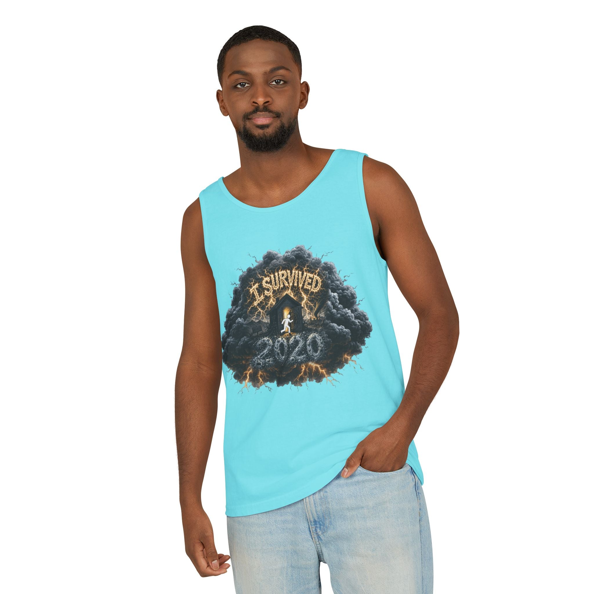 I Survived 2020 — Director's Cut Original Design Teaser Tee | Season 1 Premiere Drop Unisex Garment-Dyed Tank Top