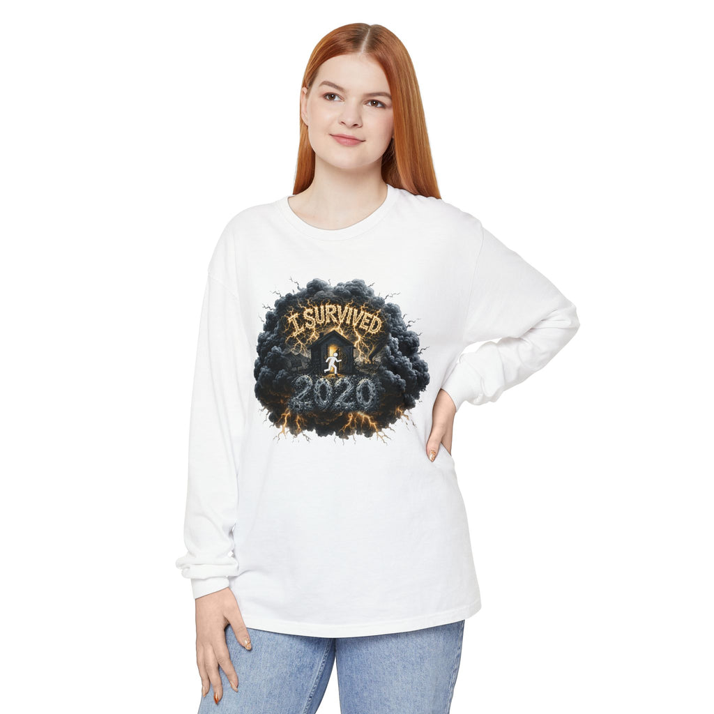 I Survived 2020 — Director's Cut Original Design Teaser Tee | Season 1 Premiere Drop Unisex Garment-Dyed Long Sleeve T-Shirt