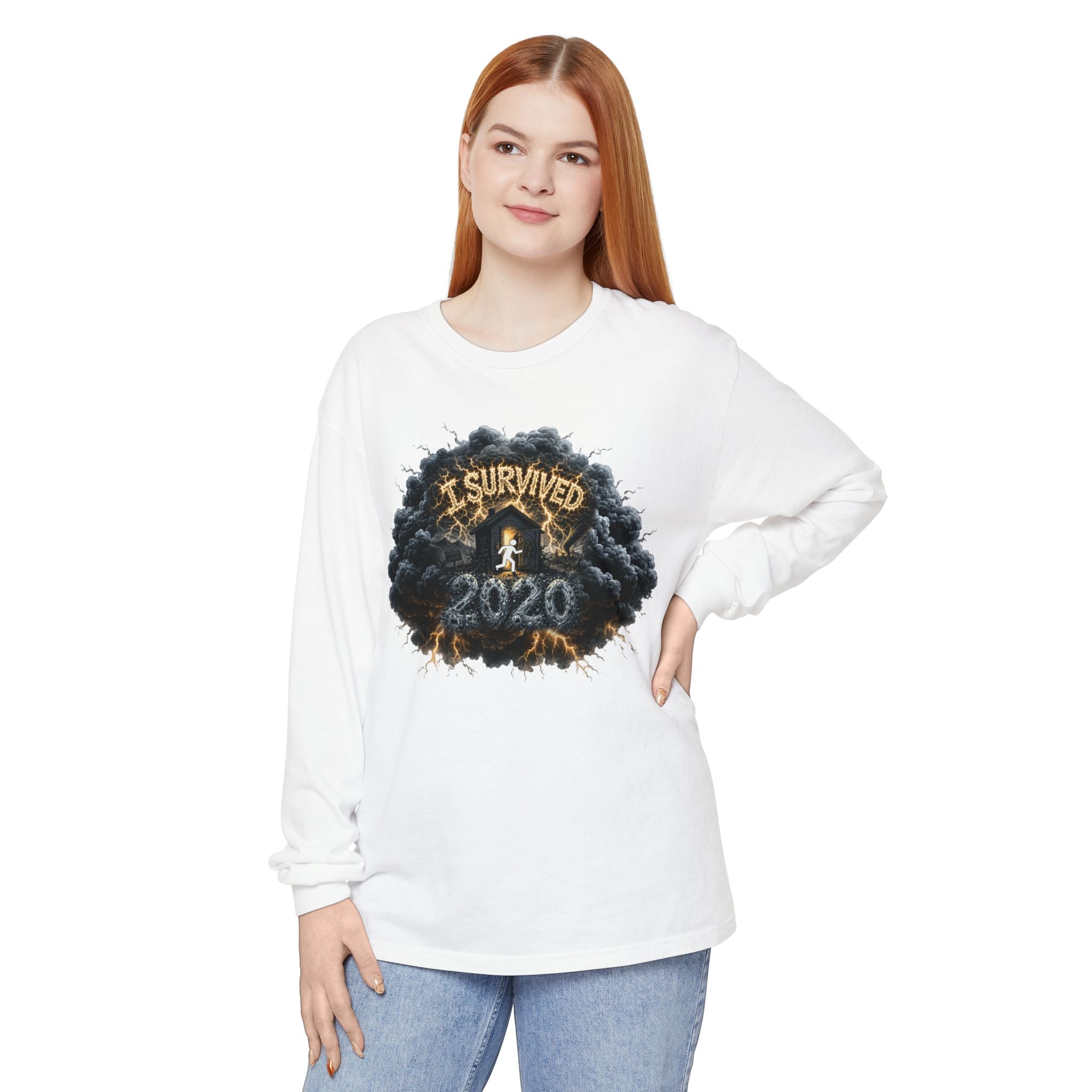 I Survived 2020 — Director's Cut Original Design Teaser Tee | Season 1 Premiere Drop Unisex Garment-Dyed Long Sleeve T-Shirt