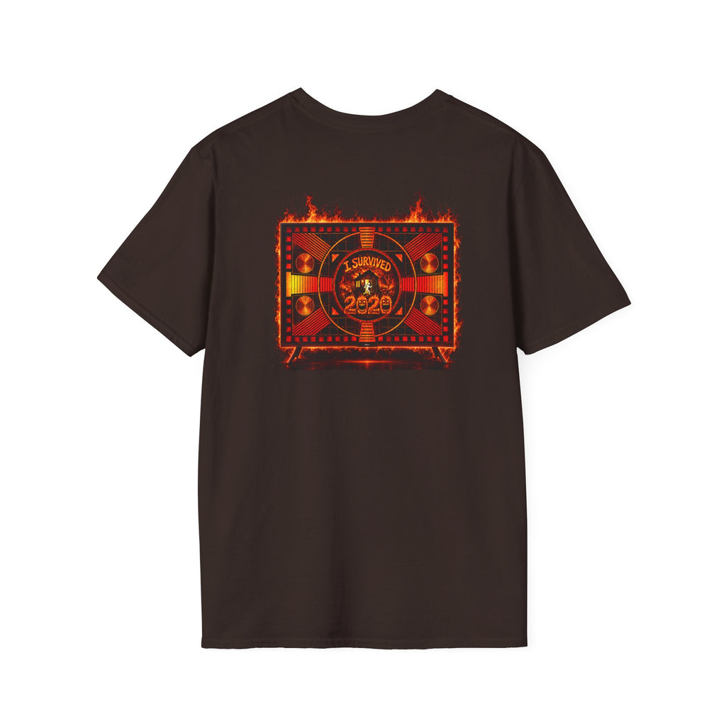 I Survived 2020 — "Please Stand By" Test Pattern Tee Wildfire Signal Edition Summer Premiere Unisex Softstyle T-Shirt