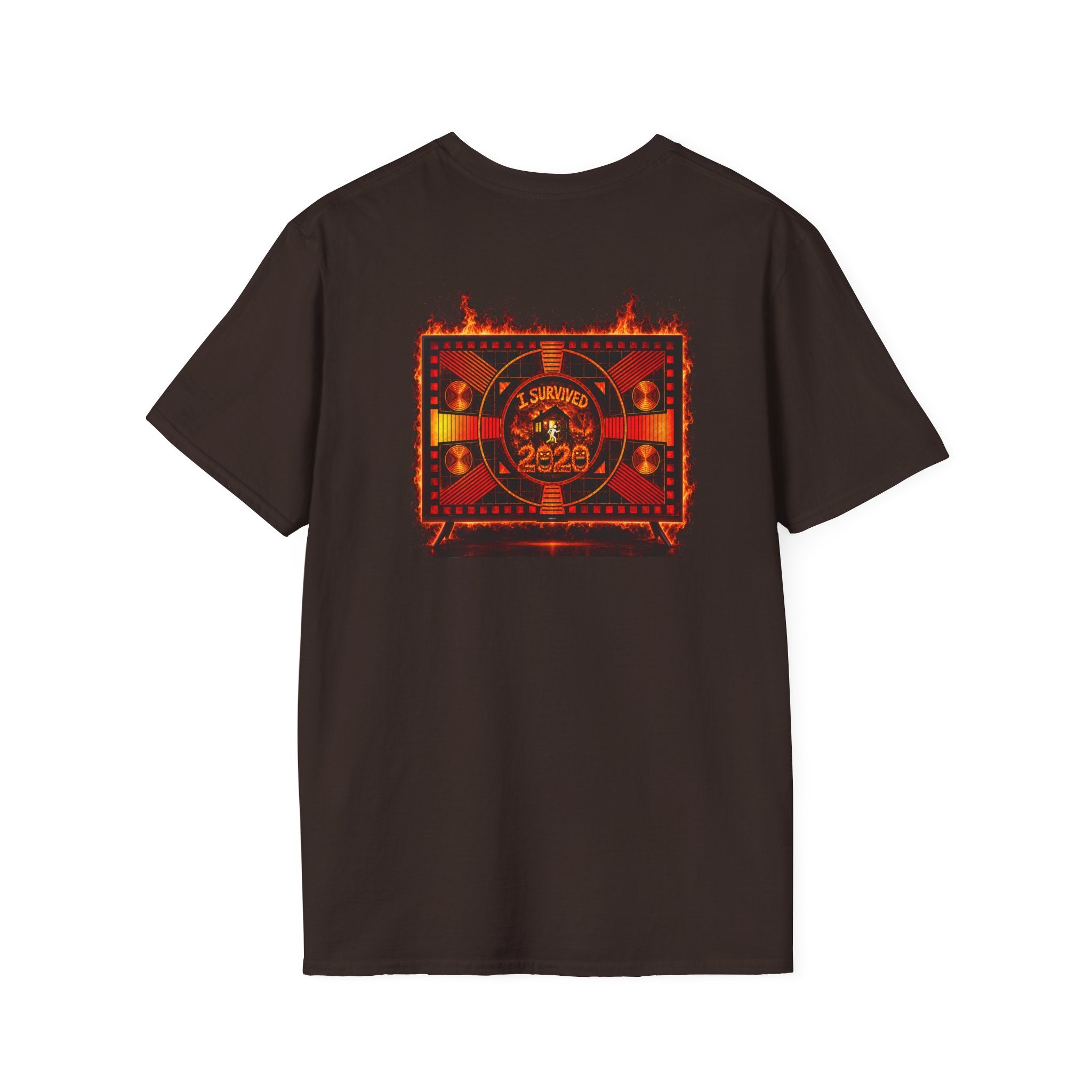I Survived 2020 — "Please Stand By" Test Pattern Tee Wildfire Signal Edition Summer Premiere Unisex Softstyle T-Shirt