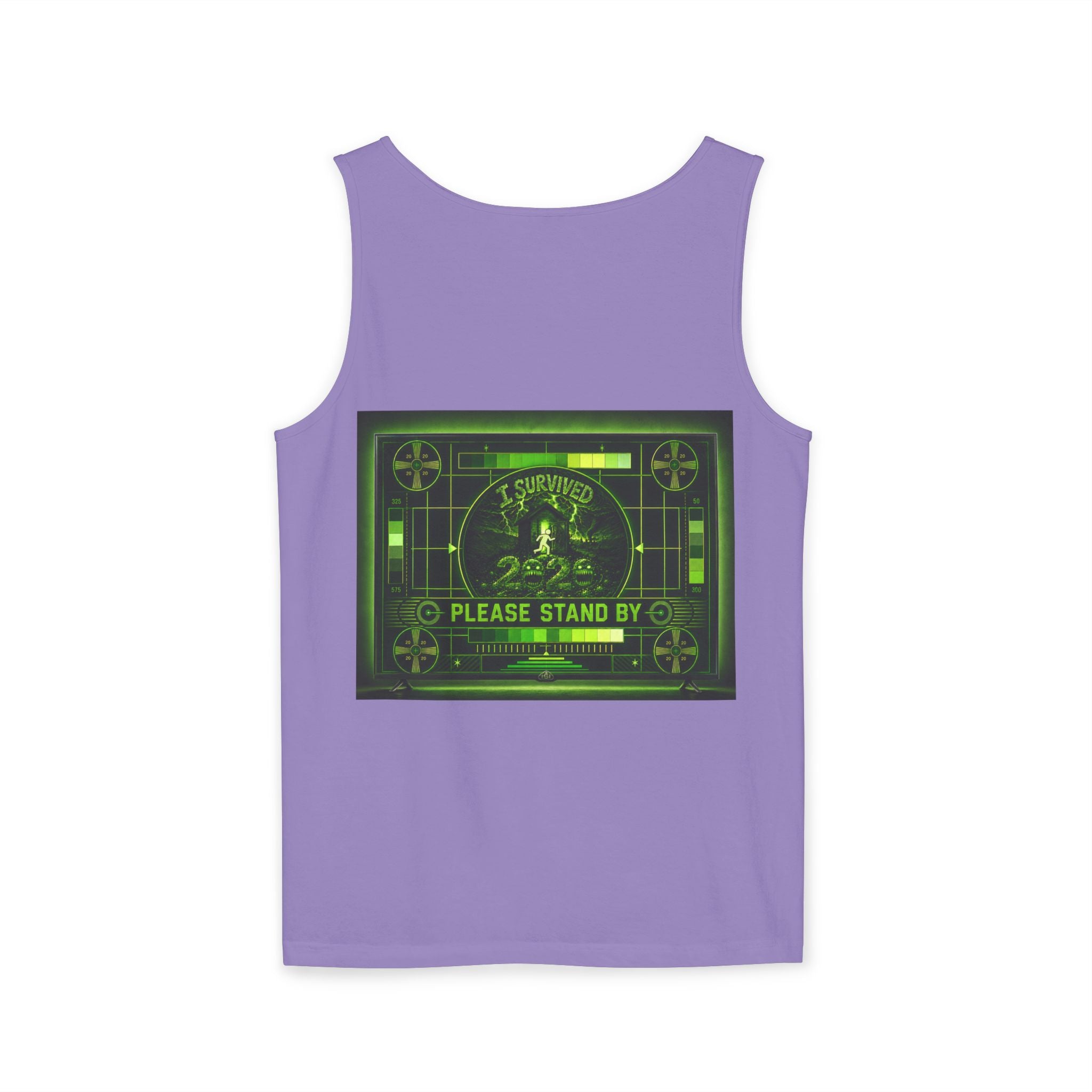 I Survived 2020 — "Please Stand By" Test Pattern Toxic Signal Tee Summer Premiere Unisex Garment-Dyed Tank Top