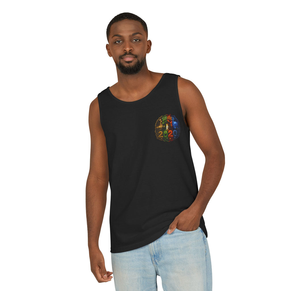 I Survived 2020 — "No Signal" Test Pattern Tee Alien Broadcast Finale Summer Premiere Unisex Garment-Dyed Tank Top