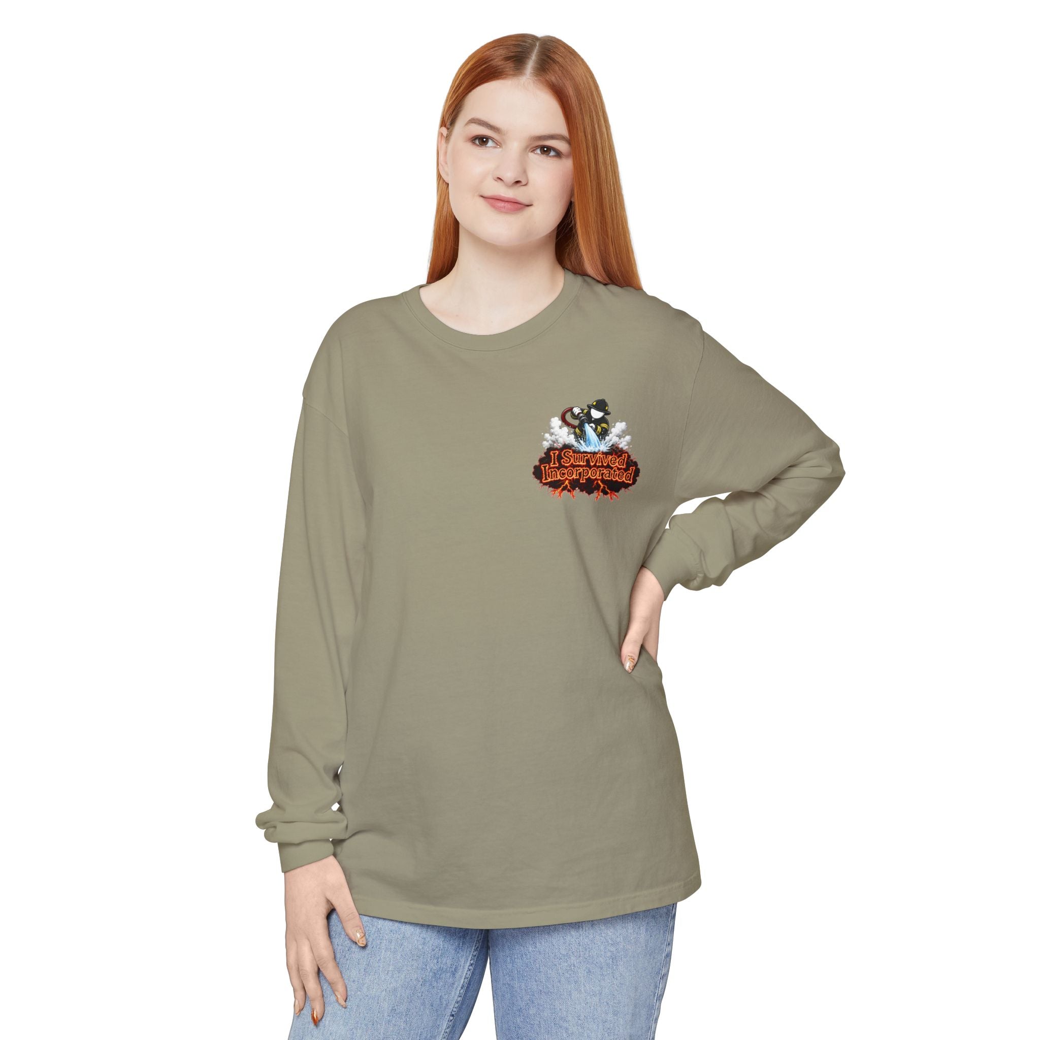 I Survived 2020 — "Please Stand By" Test Pattern Tee Wildfire Signal Edition Summer Premiere Unisex Garment-Dyed Long Sleeve T-Shirt