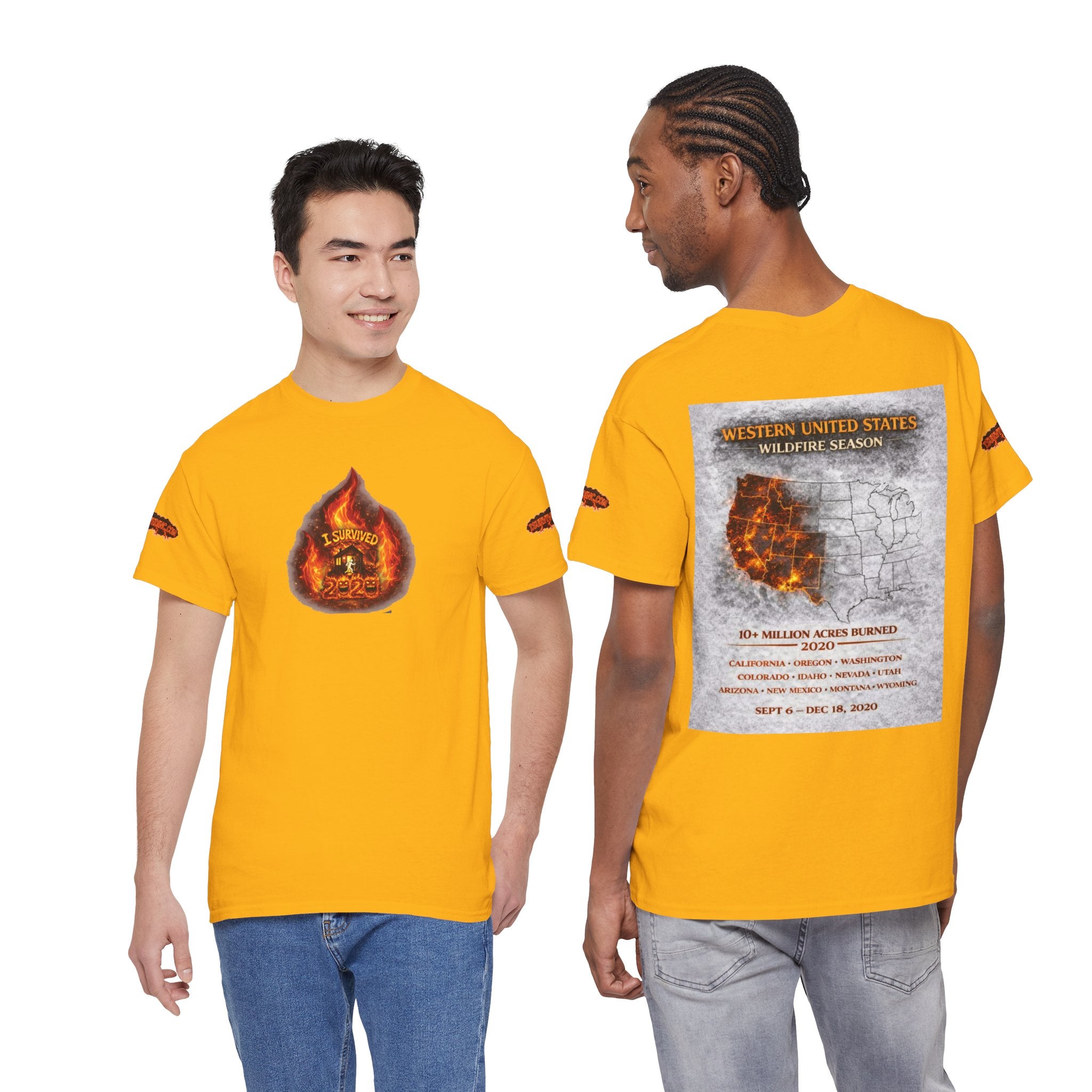 I Survived 2020 —  WILDFIRES S2:E4: Director's Cut Special Edition "Western U.S. Wildfire Season" Memorial Unisex Heavy Cotton Tee