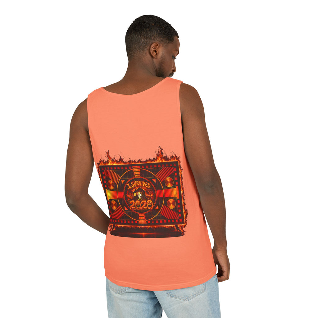 I Survived 2020 — "Please Stand By" Test Pattern Tee Wildfire Signal Edition Summer Premiere Unisex Garment-Dyed Tank Top