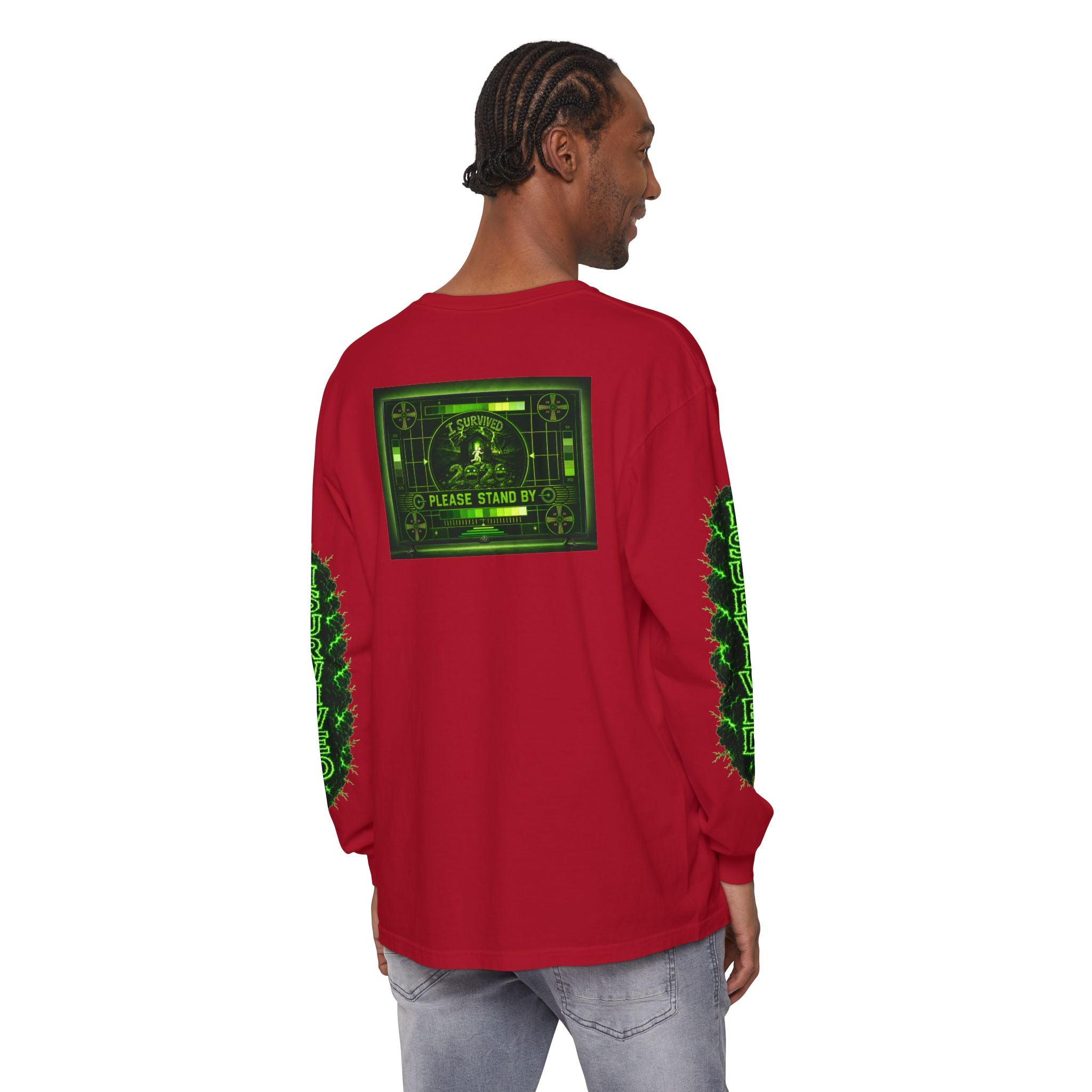I Survived 2020 — "Please Stand By" Test Pattern Toxic Signal Tee Special Edition Summer Premiere Unisex Garment-Dyed Long Sleeve T-Shirt
