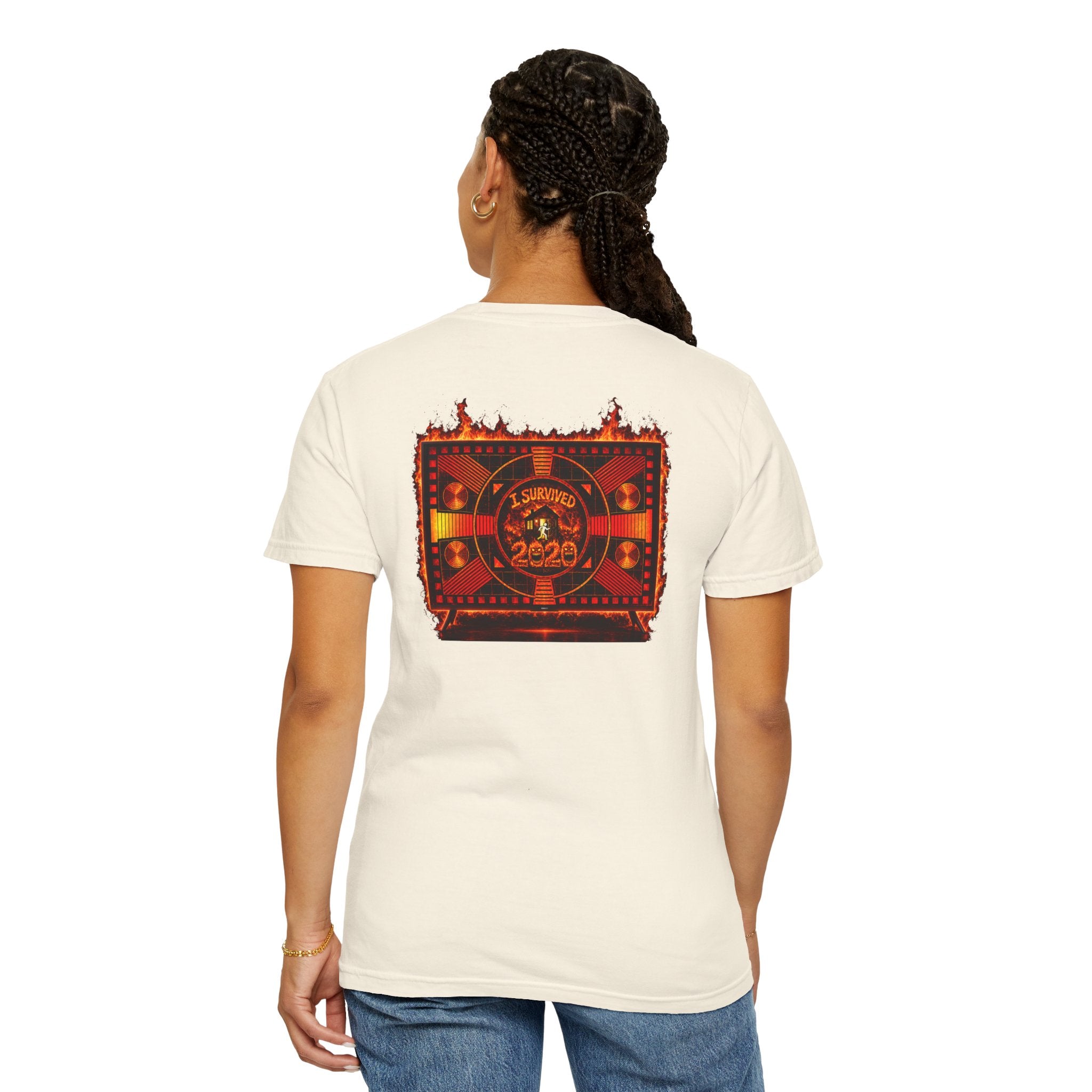 I Survived 2020 — "Please Stand By" Test Pattern Tee Wildfire Signal Edition Summer Premiere Unisex Garment-Dyed T-shirt