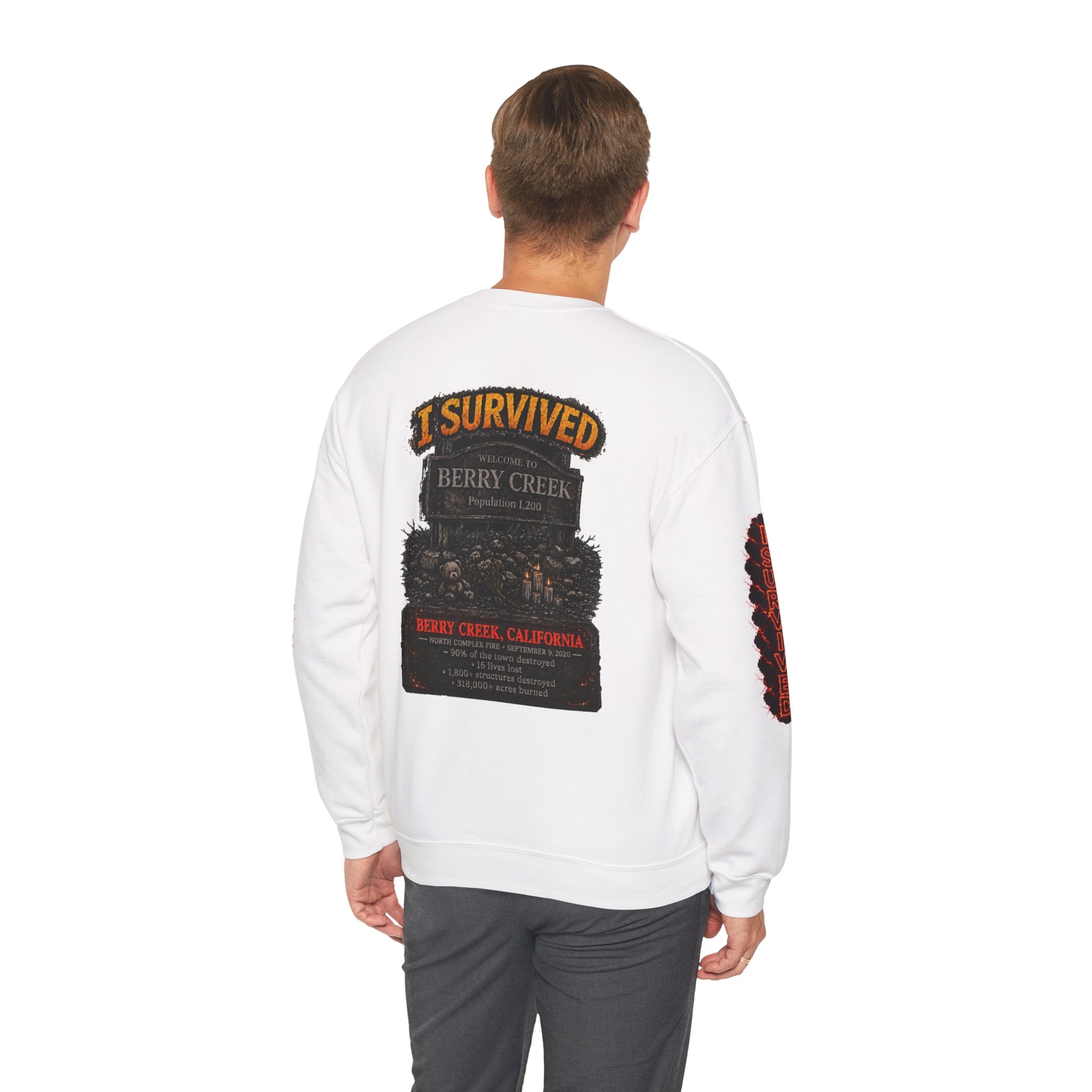 I Survived 2020 — Director's Cut S2:E1 "Berry Creek" | Wildfire Edition Memorial Unisex Heavy Blend™ Crewneck Sweatshirt