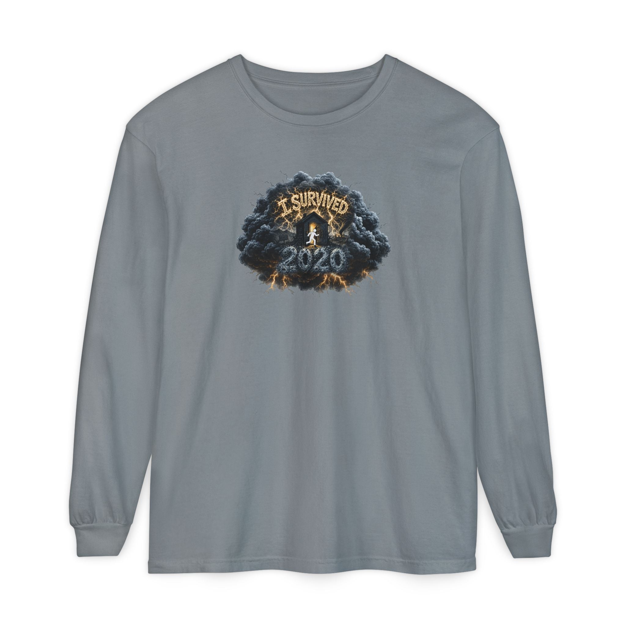 I Survived 2020 — Original PILOT Design: Director's Cut Unisex Garment-Dyed Long Sleeve T-Shirt