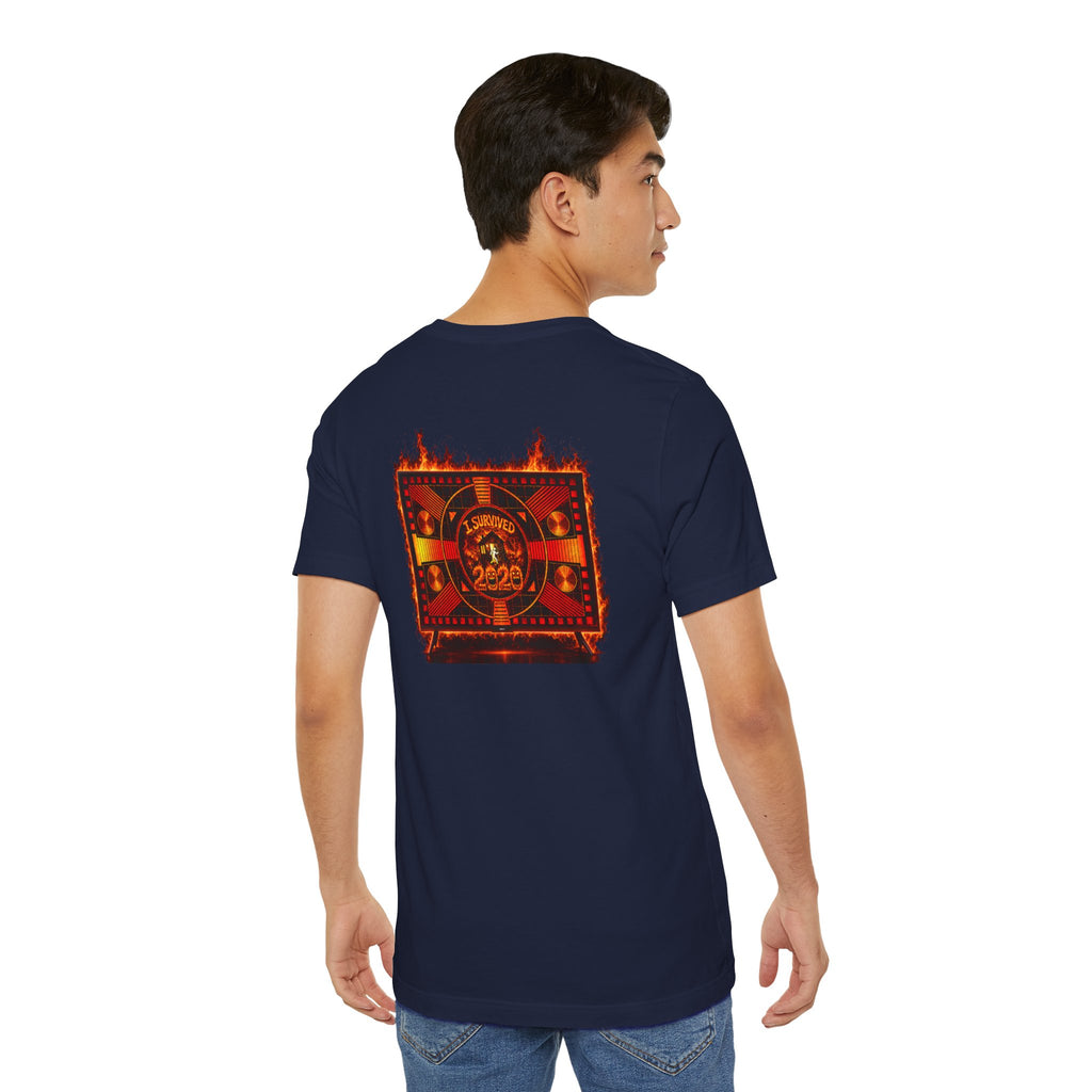 I Survived 2020 — "Please Stand By" Test Pattern Tee Wildfire Signal Edition Summer Premiere Unisex Jersey Short Sleeve Tee