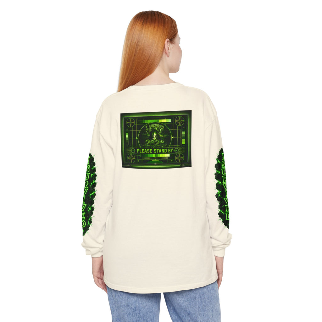 I Survived 2020 — "Please Stand By" Test Pattern Toxic Signal Tee Special Edition Summer Premiere Unisex Garment-Dyed Long Sleeve T-Shirt