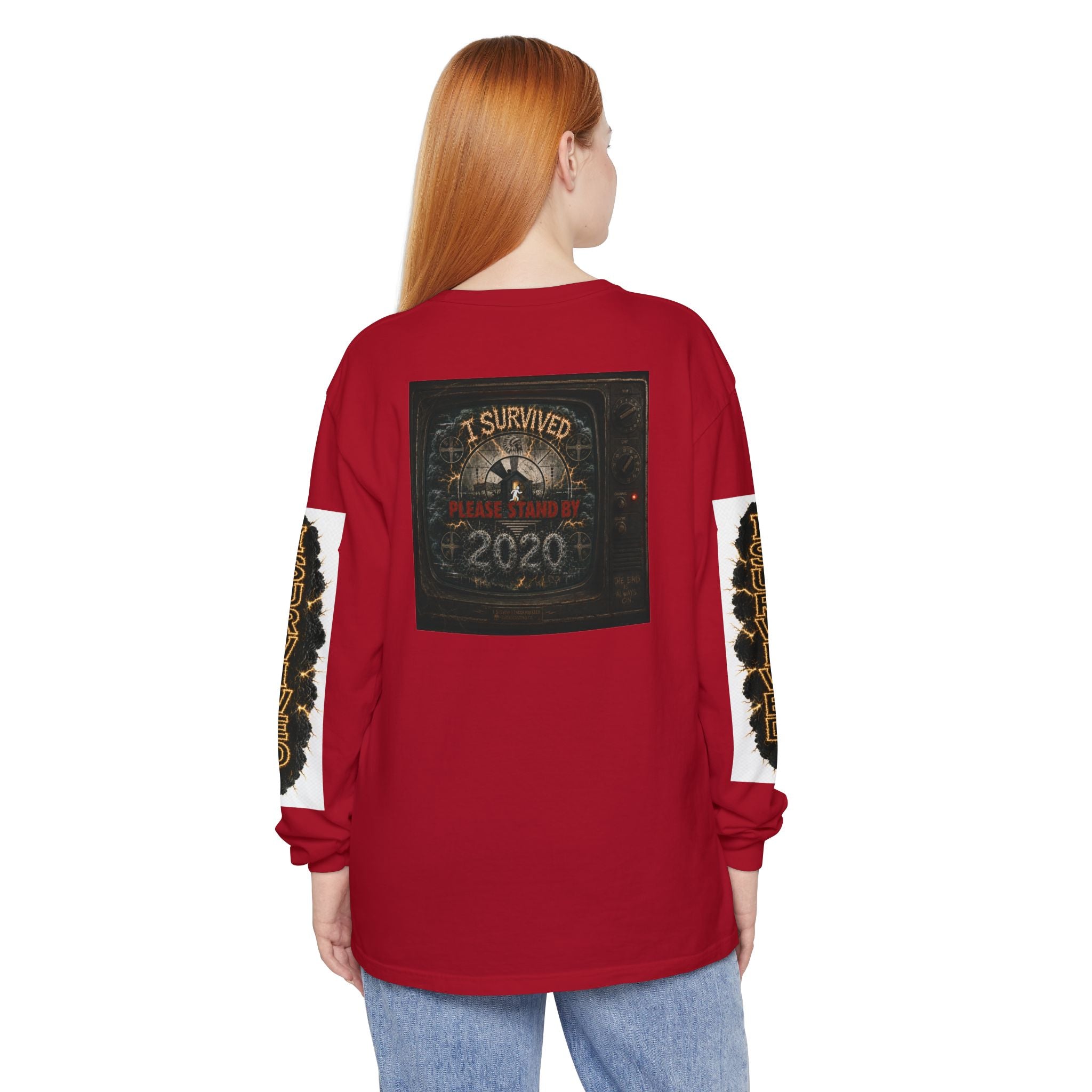 I Survived 2020 — "Please Stand By" Test Pattern Tee Special Edition Summer Premier Unisex Garment-Dyed Long Sleeve T-Shirt