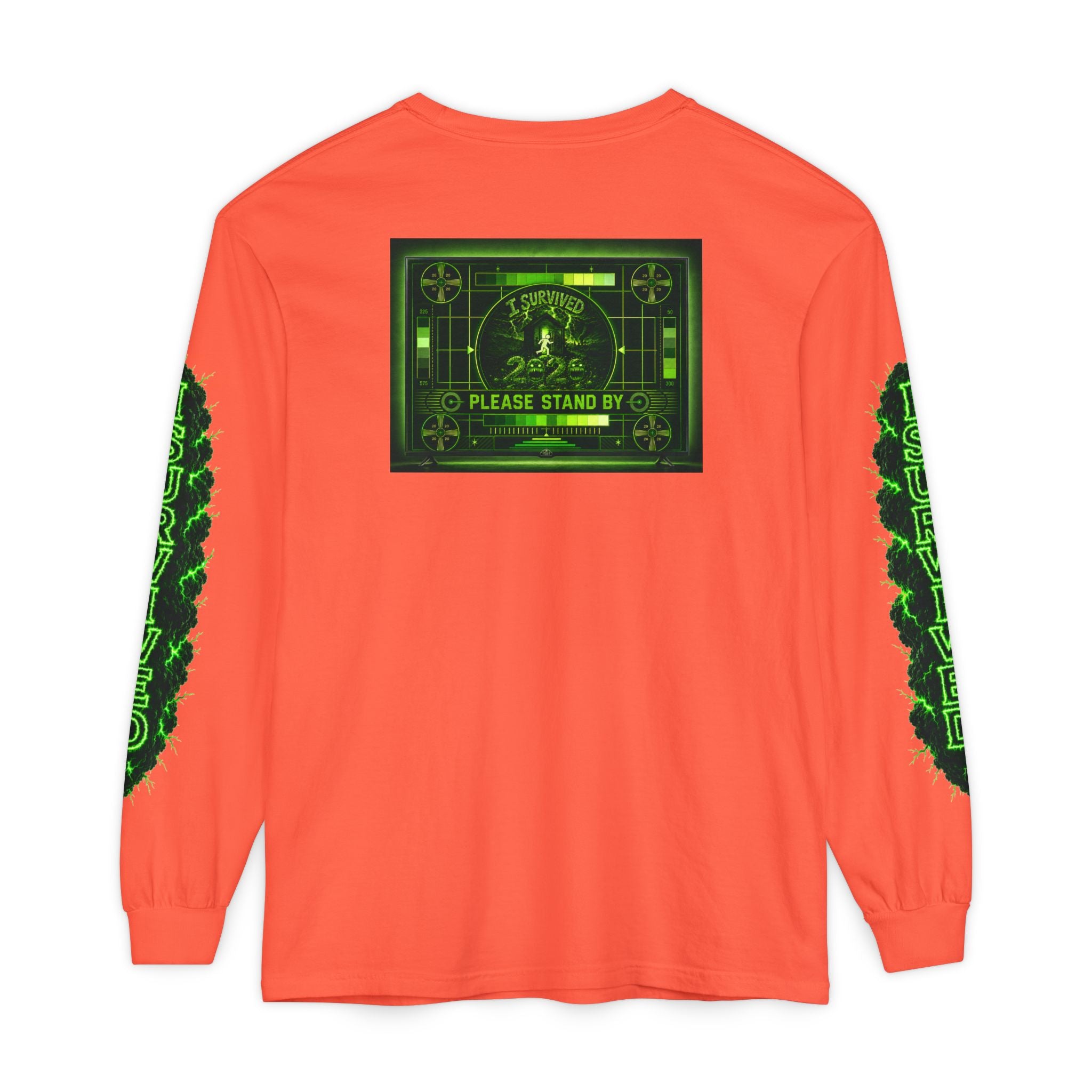 I Survived 2020 — "Please Stand By" Test Pattern Toxic Signal Tee Special Edition Summer Premiere Unisex Garment-Dyed Long Sleeve T-Shirt