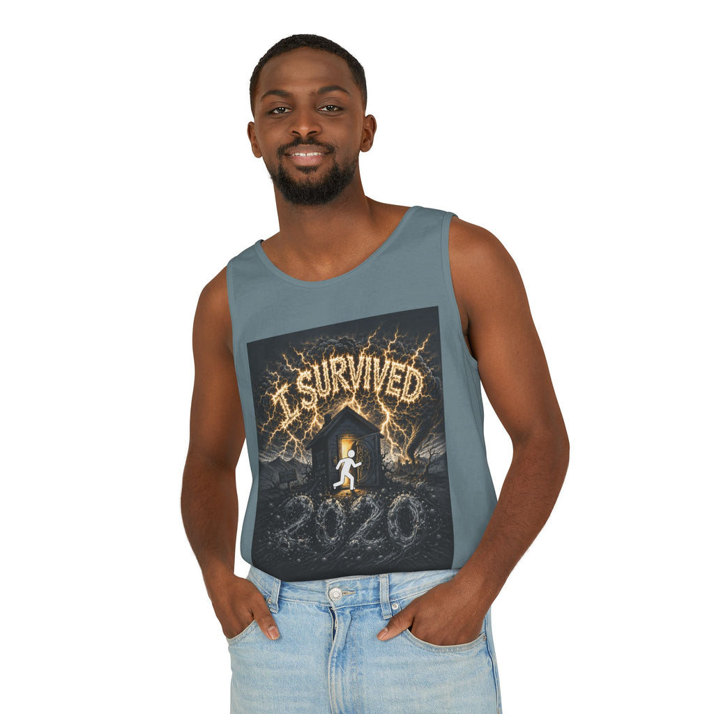 I Survived 2020 — Original Design Teaser Tee | Season 1 Premiere Drop Unisex Garment-Dyed Tank Top