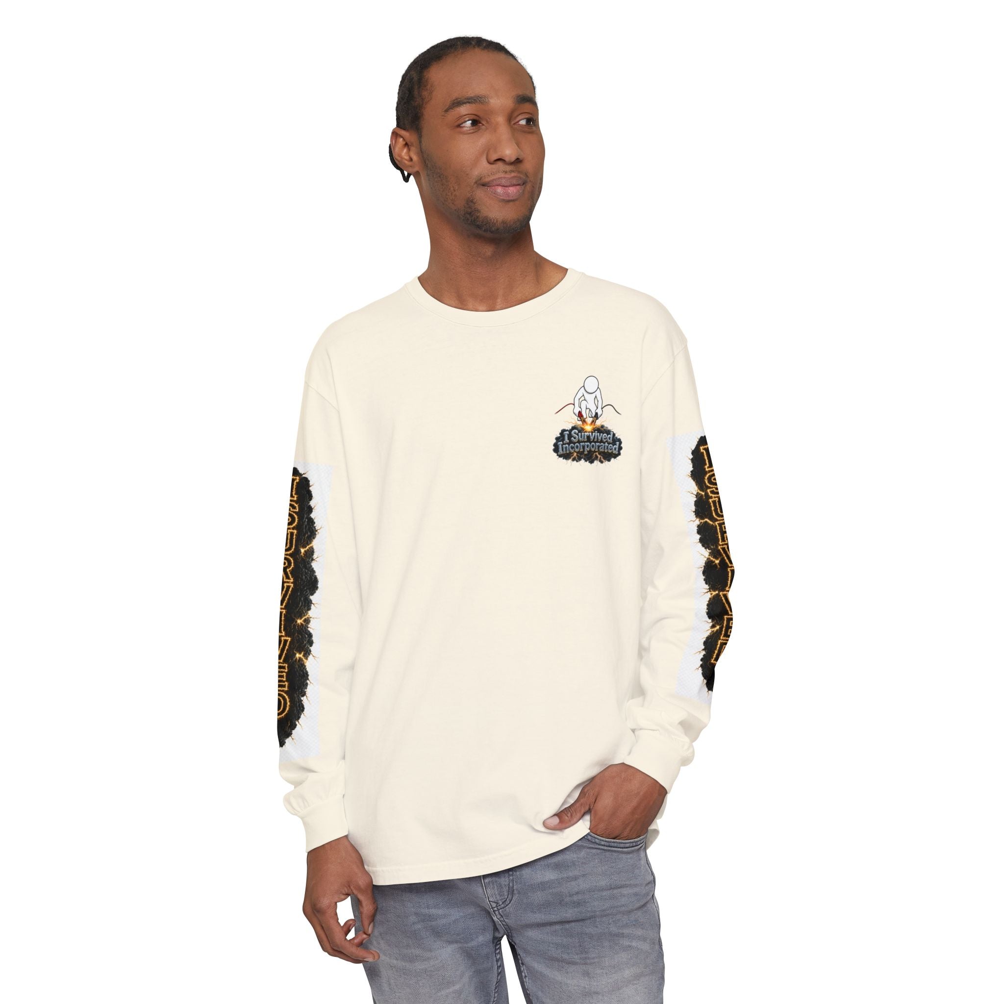 I Survived 2020 — "Please Stand By" Test Pattern Tee Special Edition Summer Premier Unisex Garment-Dyed Long Sleeve T-Shirt