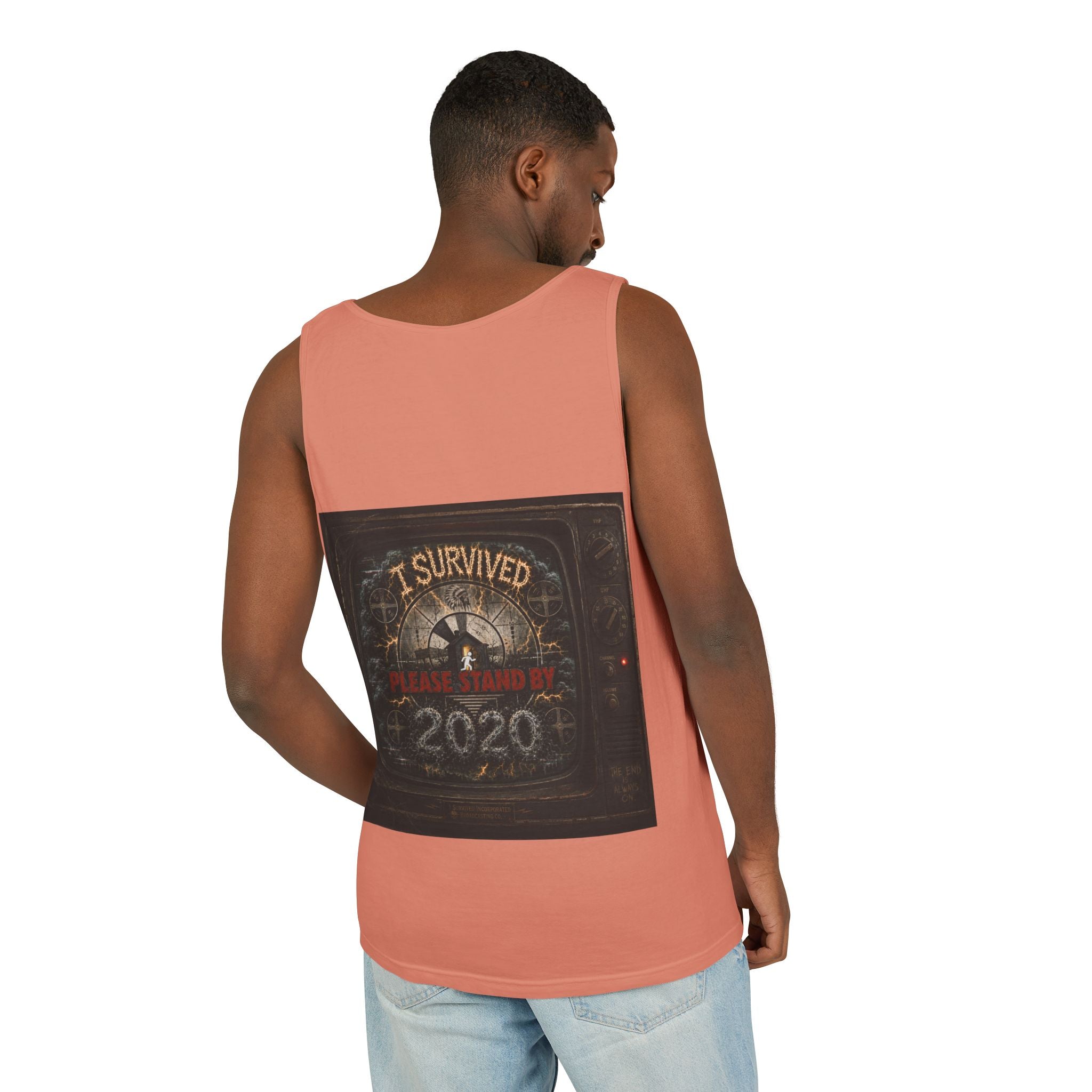 I Survived 2020 — "Please Stand By" Test Pattern Tee Summer Premier  Unisex Garment-Dyed Tank Top