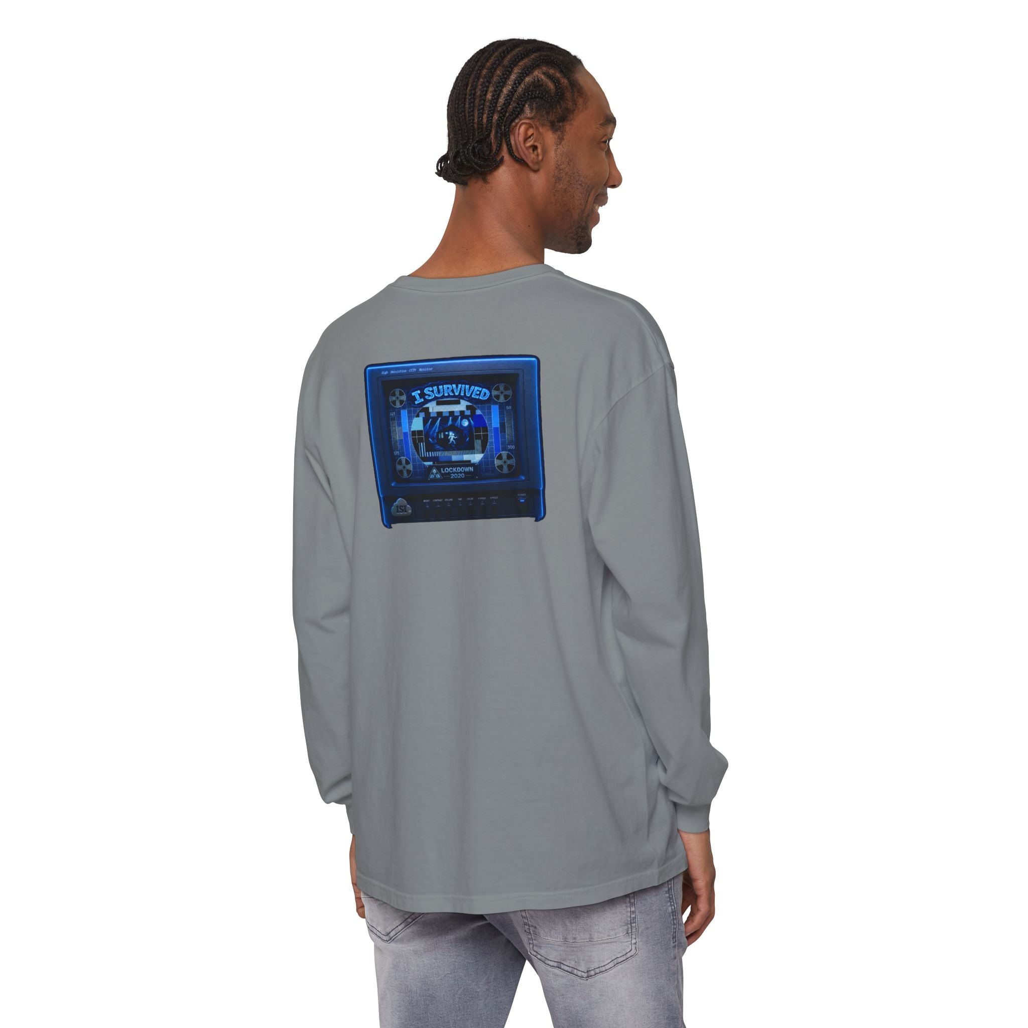 I Survived 2020 — "Please Stand By" Test Pattern Tee Lockdown Edition Summer Exclusive Unisex Garment-Dyed Long Sleeve T-Shirt