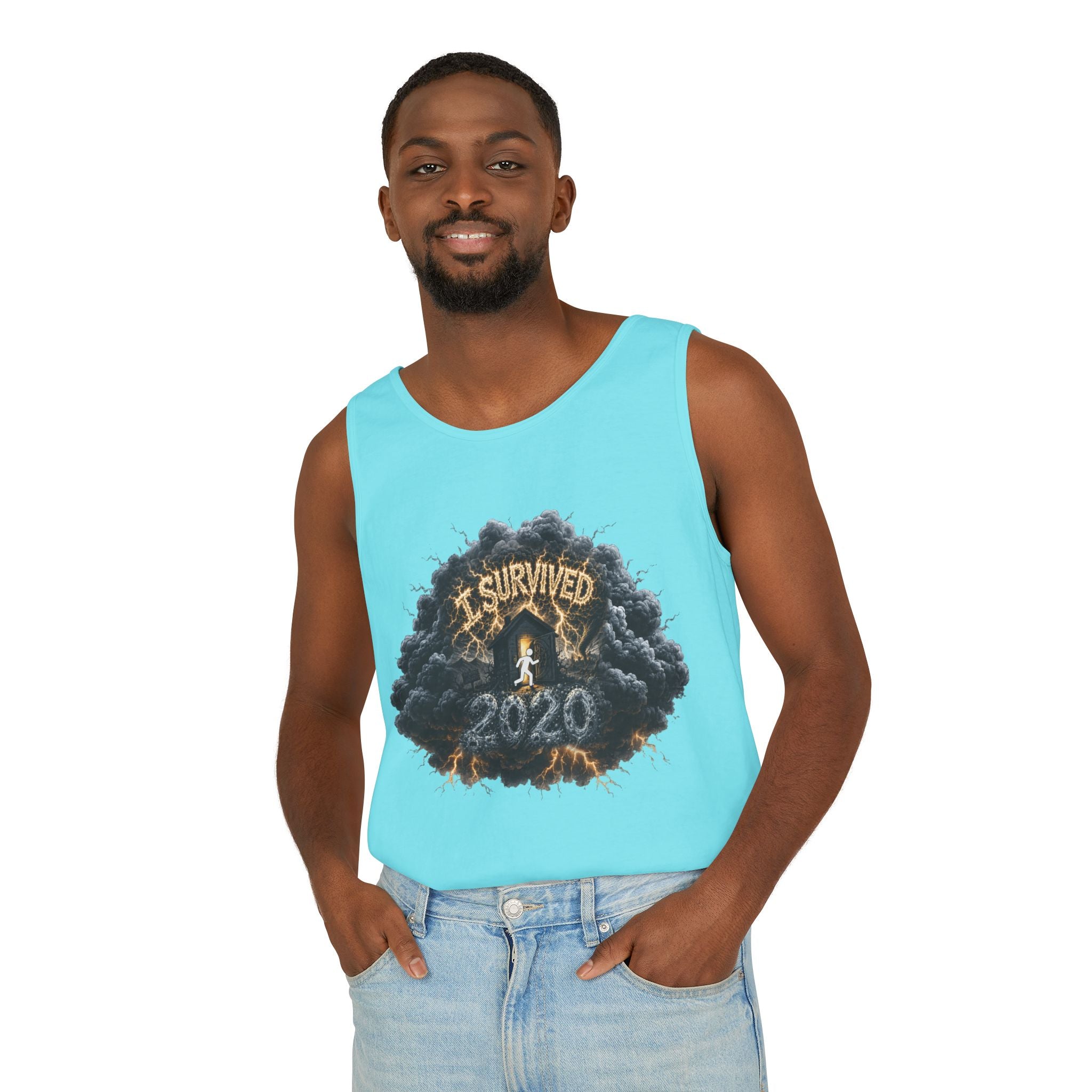 I Survived 2020 — Director's Cut Original Design Teaser Tee | Season 1 Premiere Drop Unisex Garment-Dyed Tank Top