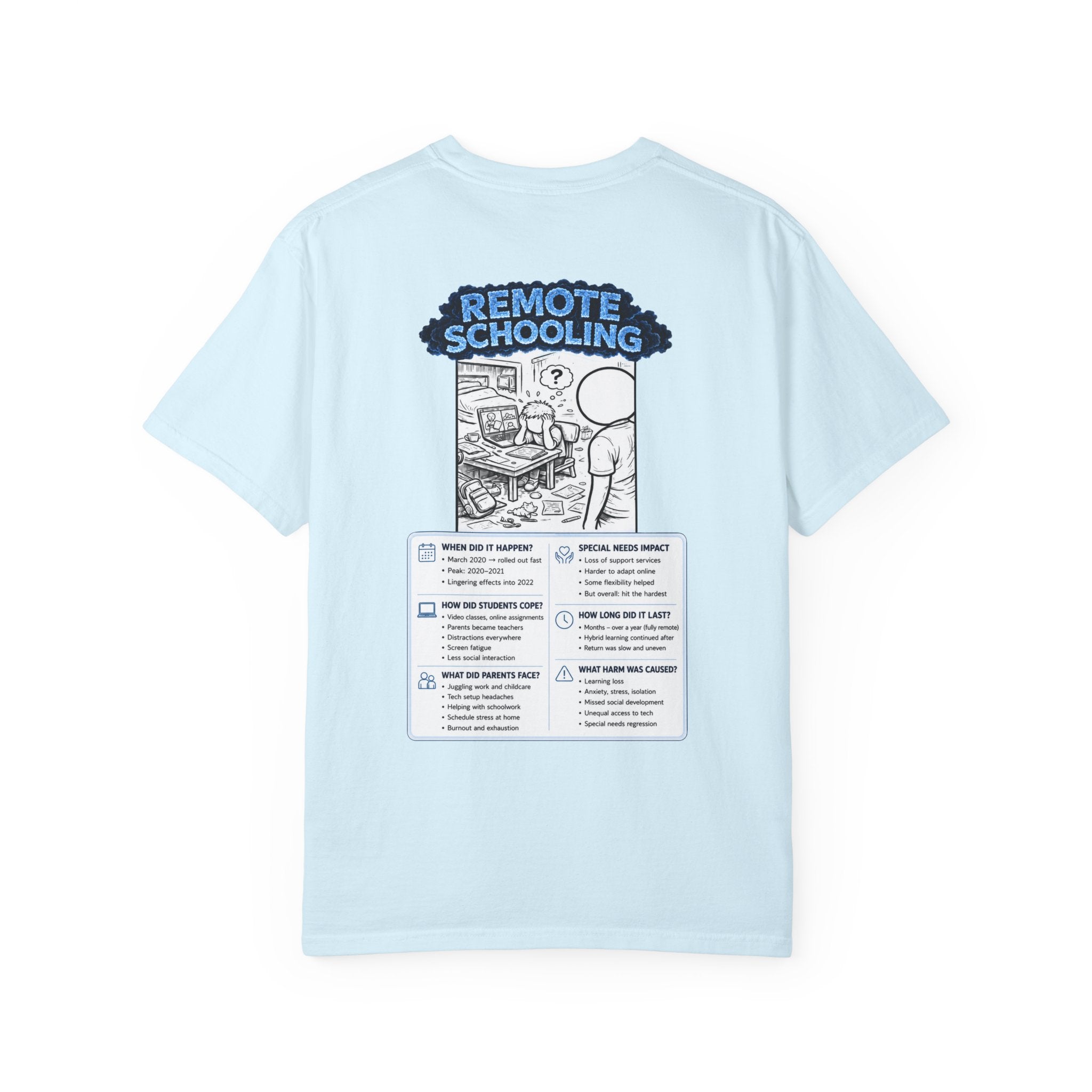 I Survived 2020 —  LOCKDOWN S3:E3: Director's Cut "Remote Schooling" Unisex Garment-Dyed T-shirt