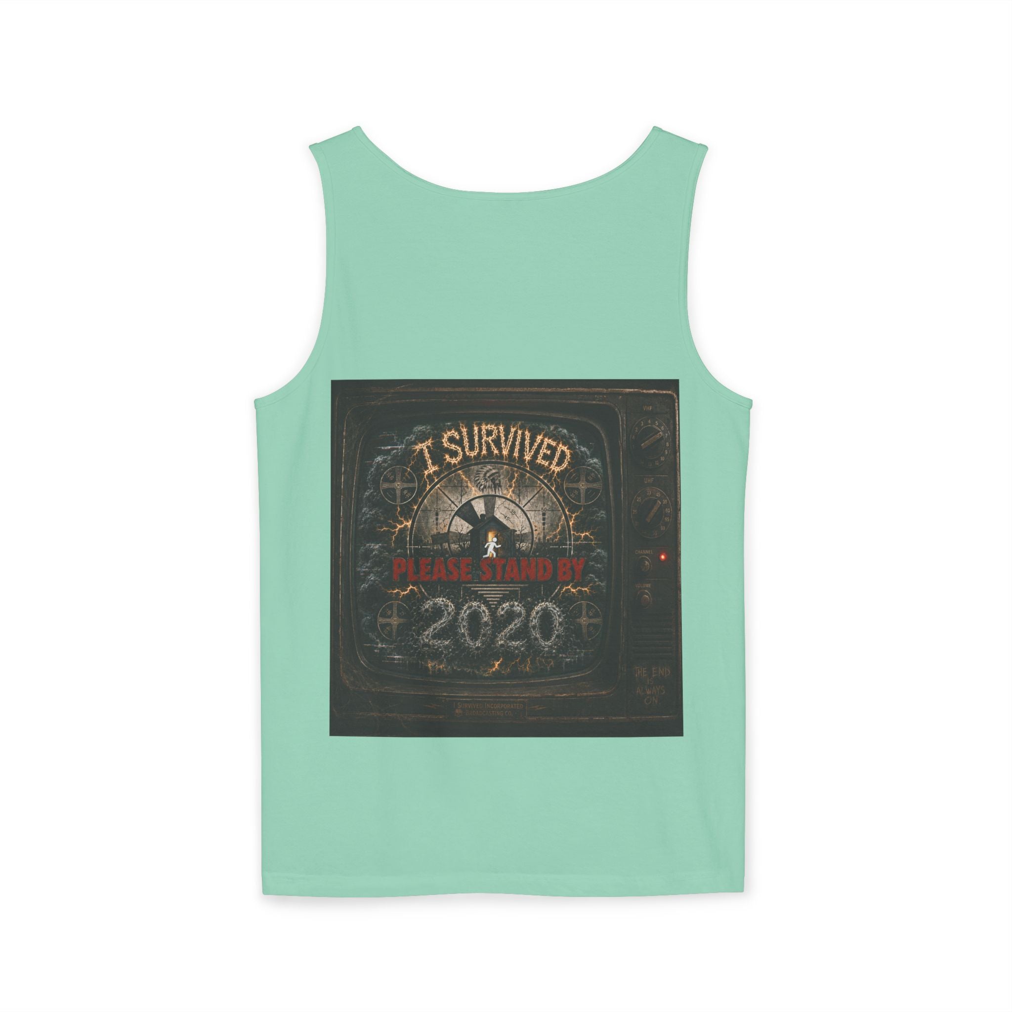 I Survived 2020 — "Please Stand By" Test Pattern Tee Summer Premier  Unisex Garment-Dyed Tank Top