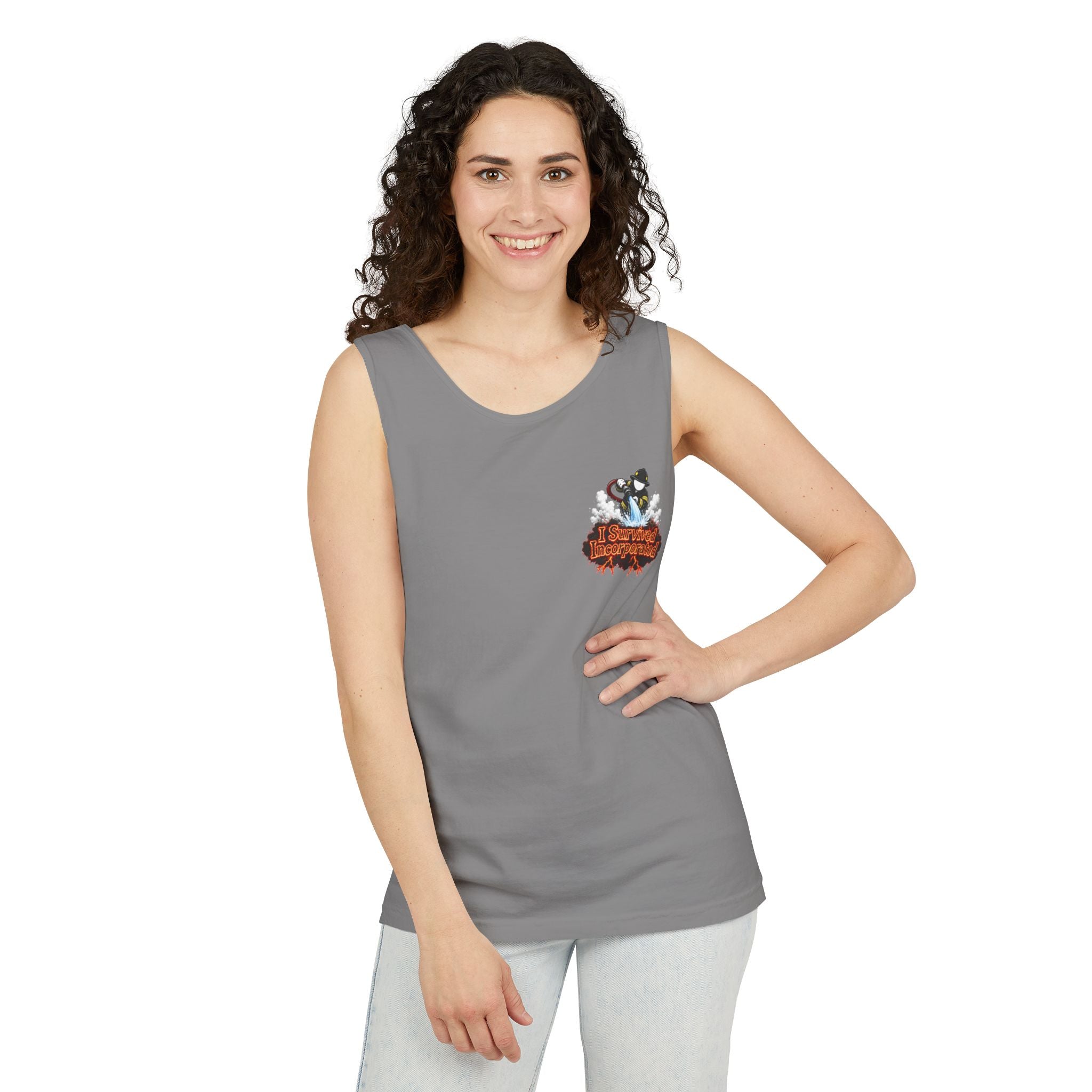 I Survived 2020 — "Please Stand By" Test Pattern Tee Wildfire Signal Edition Summer Premiere Unisex Garment-Dyed Tank Top
