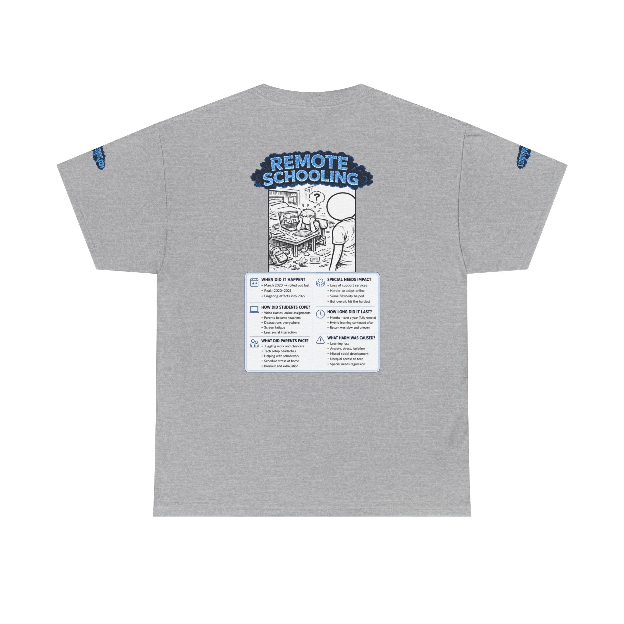 I Survived 2020 — LOCKDOWN S3:E3: Special Edition "Remote Schooling" Unisex Heavy Cotton Tee